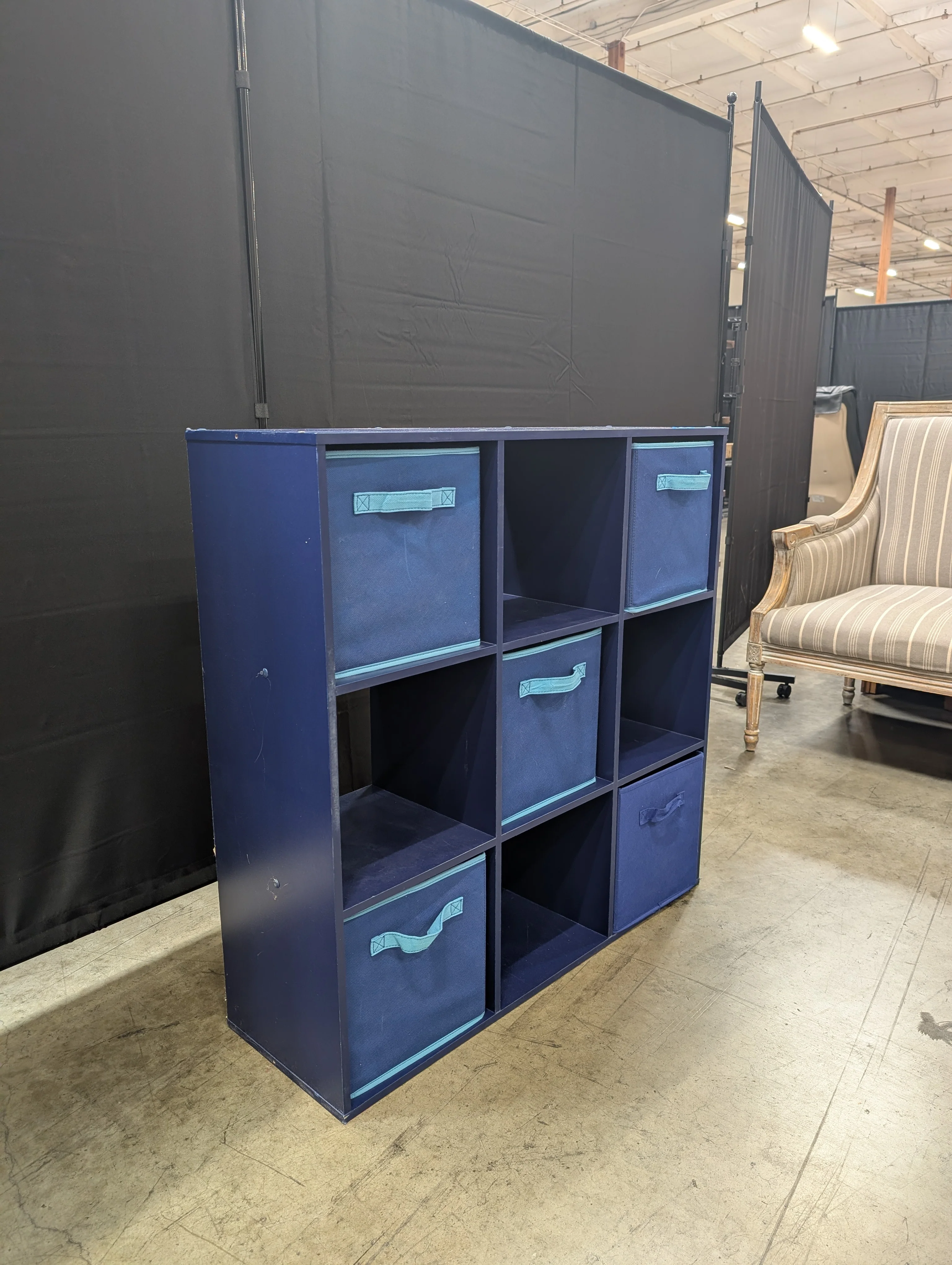 Versatile Blue 6-Cube Storage Organizer with Fabric Bins - Image 3