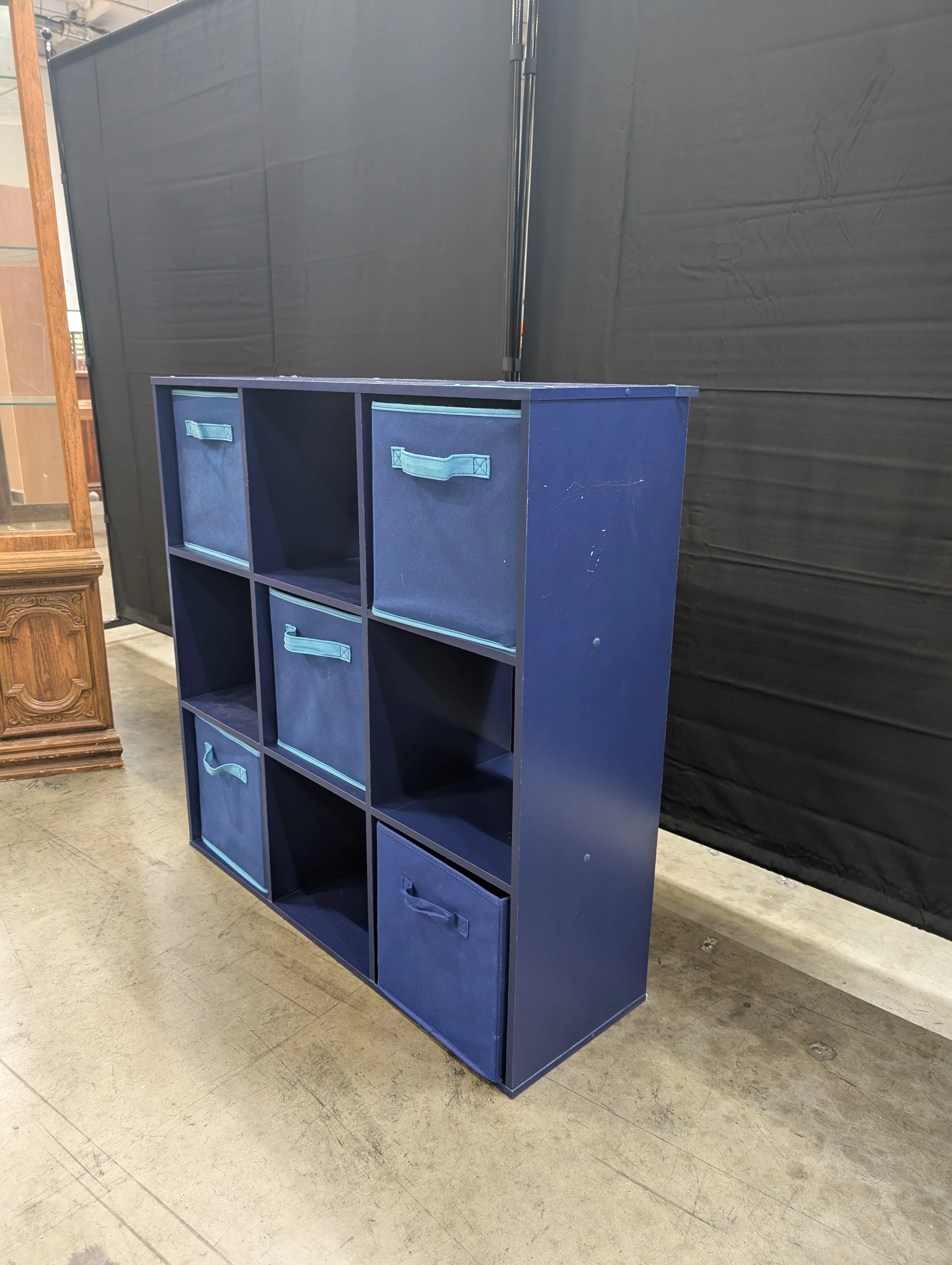 Versatile Blue 6-Cube Storage Organizer with Fabric Bins - Image 4