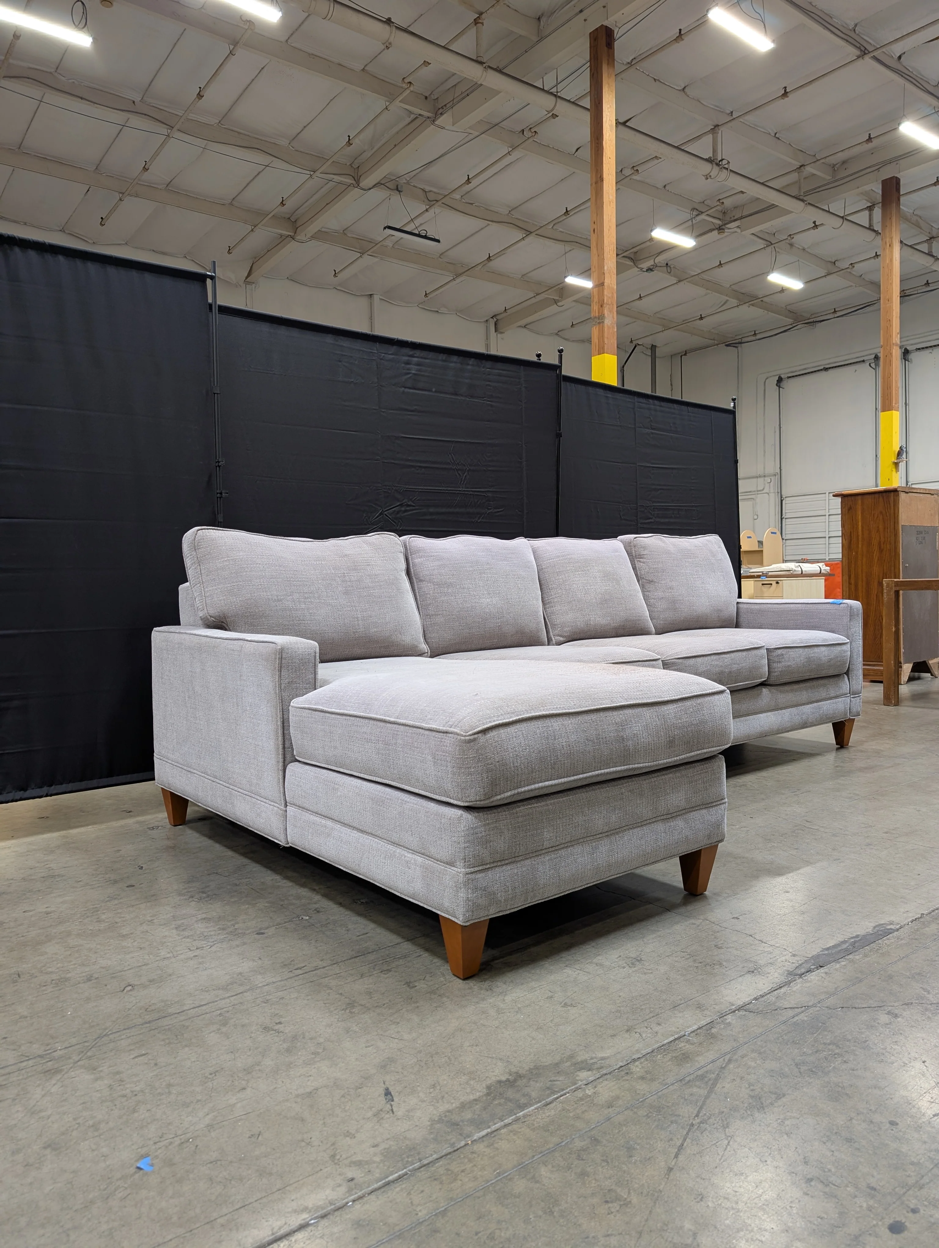 Contemporary Light Grey Fabric Sectional Sofa with Left Chaise - Image 2