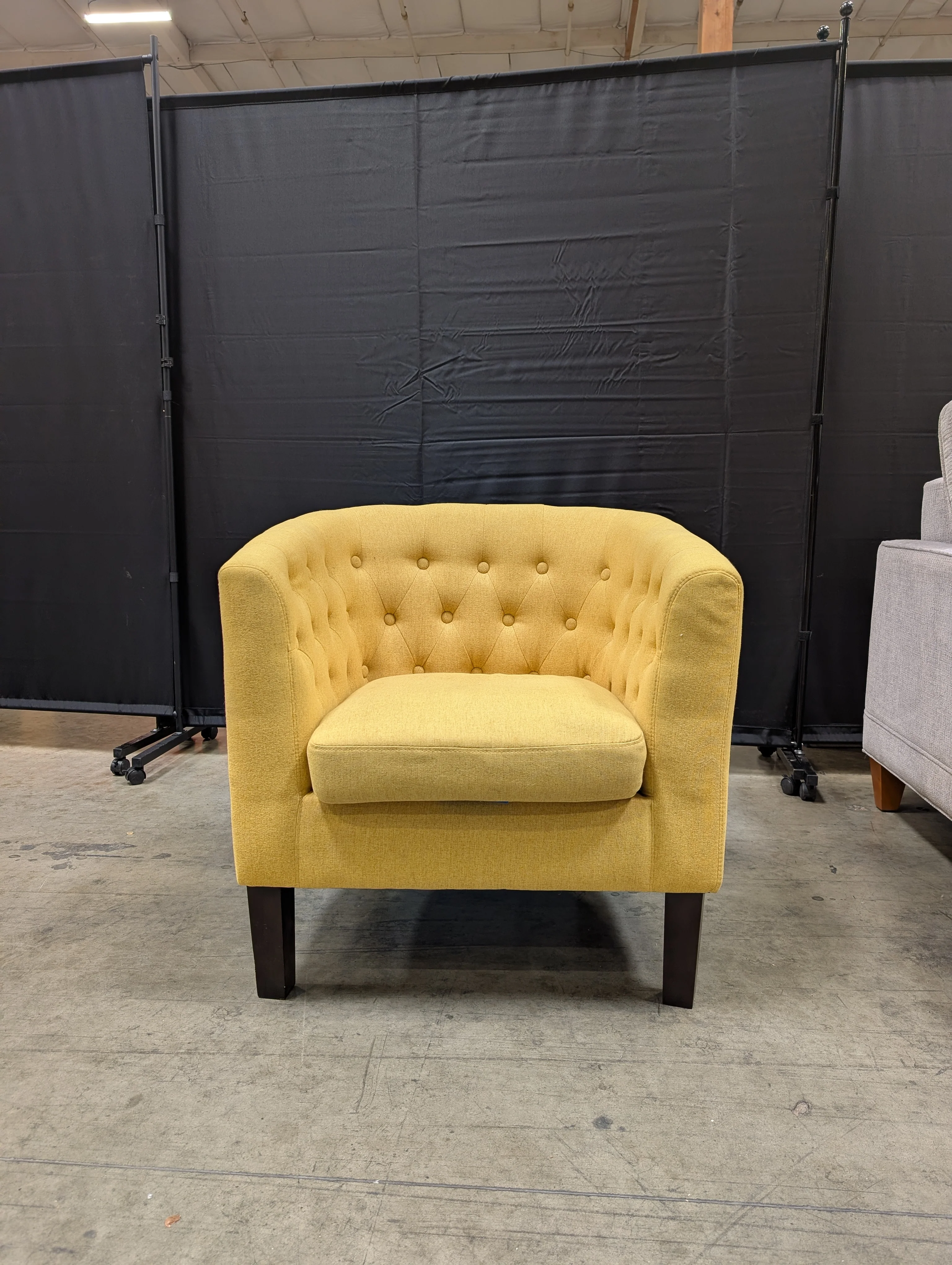 Vibrant Yellow Tufted Upholstered Accent Chair