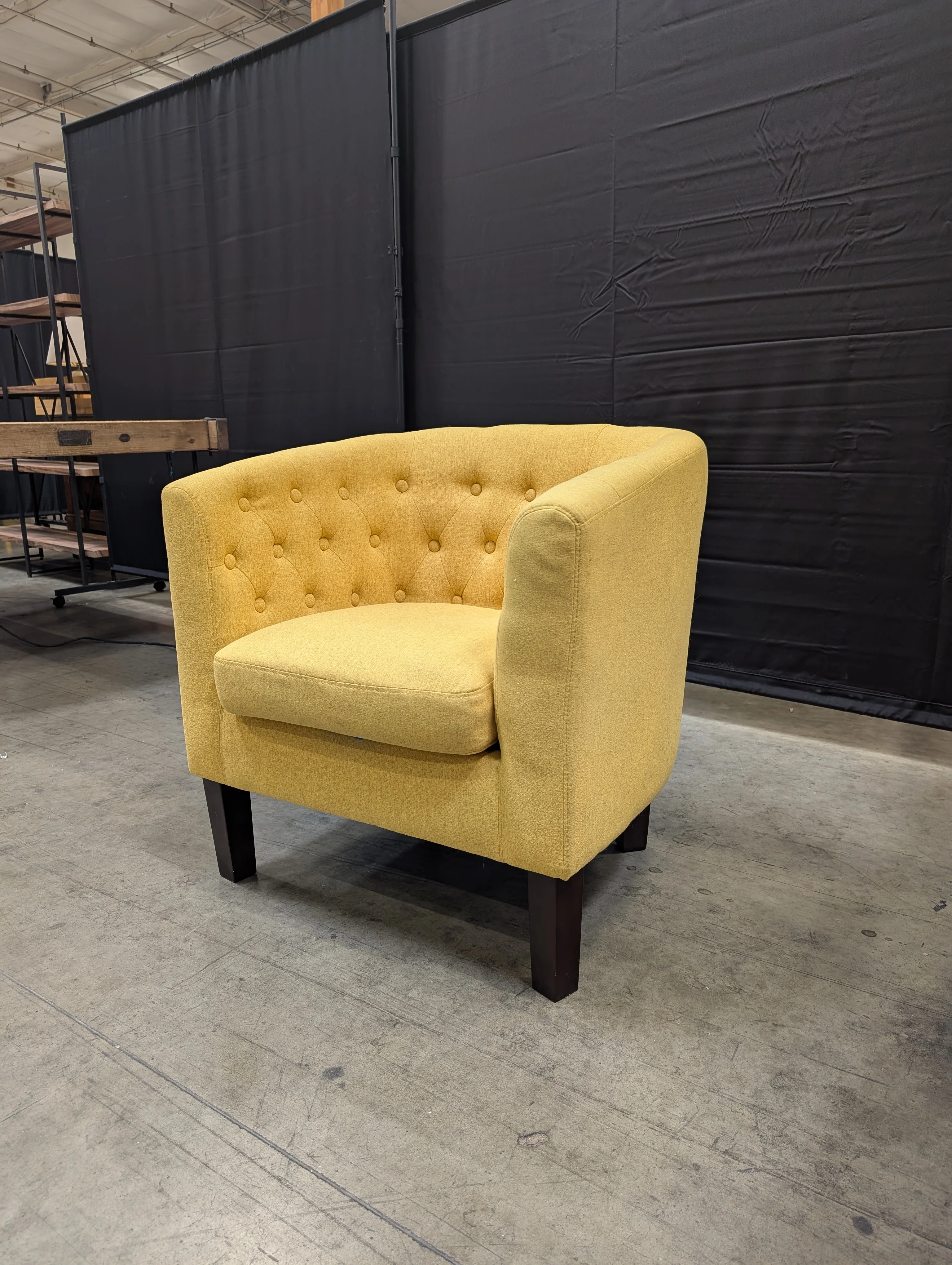 Vibrant Yellow Tufted Upholstered Accent Chair - Image 3