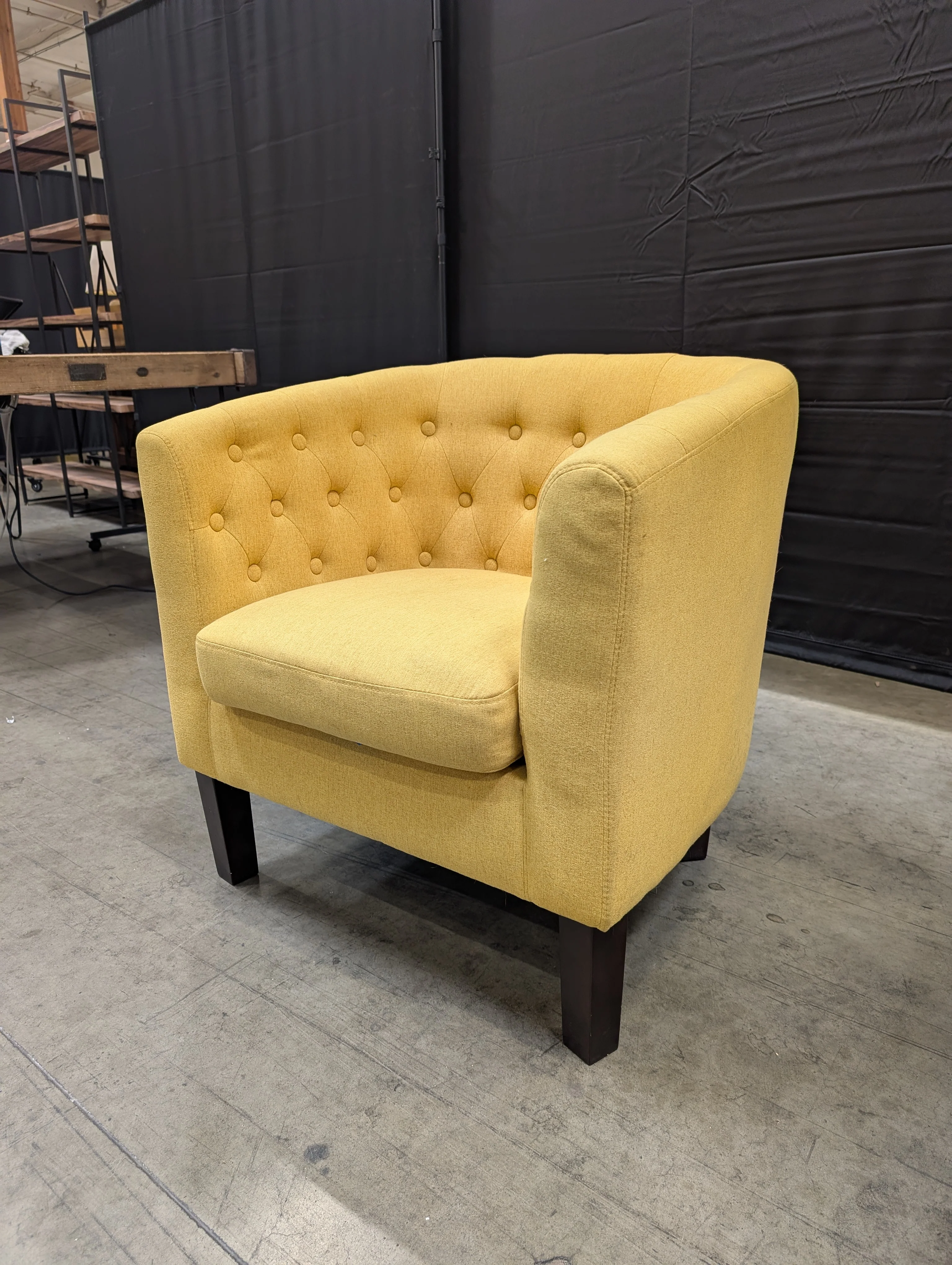 Vibrant Yellow Tufted Upholstered Accent Chair - Image 4