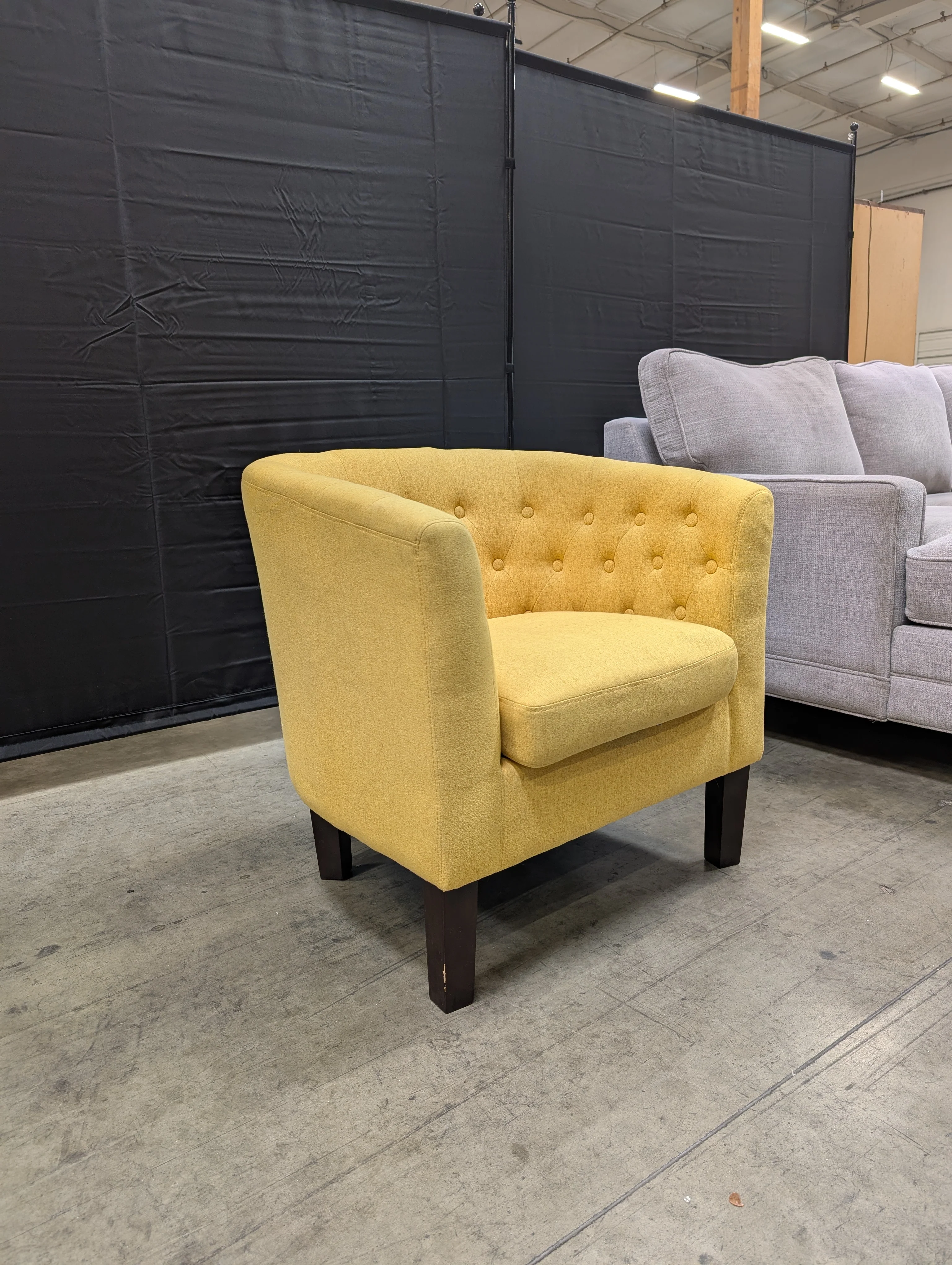Vibrant Yellow Tufted Upholstered Accent Chair - Image 6