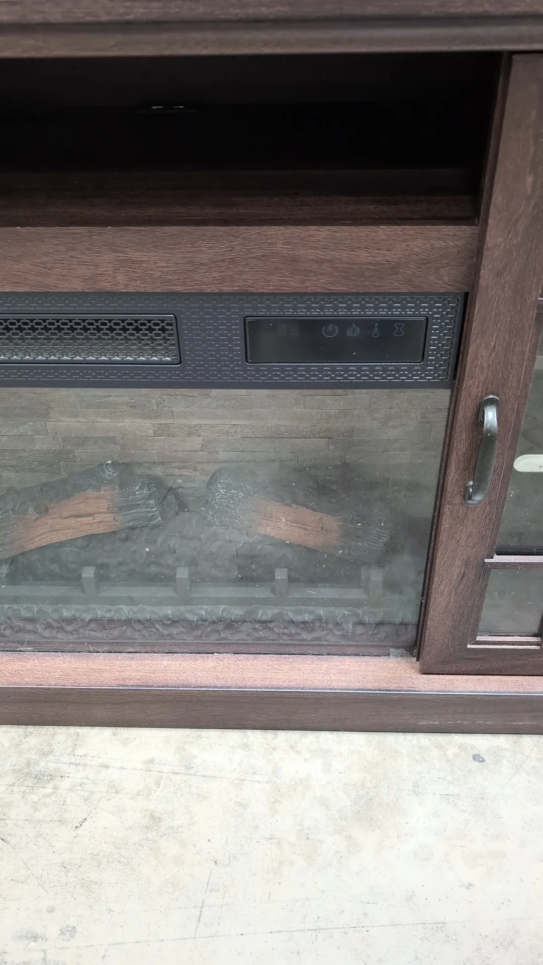 Dark Brown Wood Composite Media Console with Electric Fireplace - Image 8