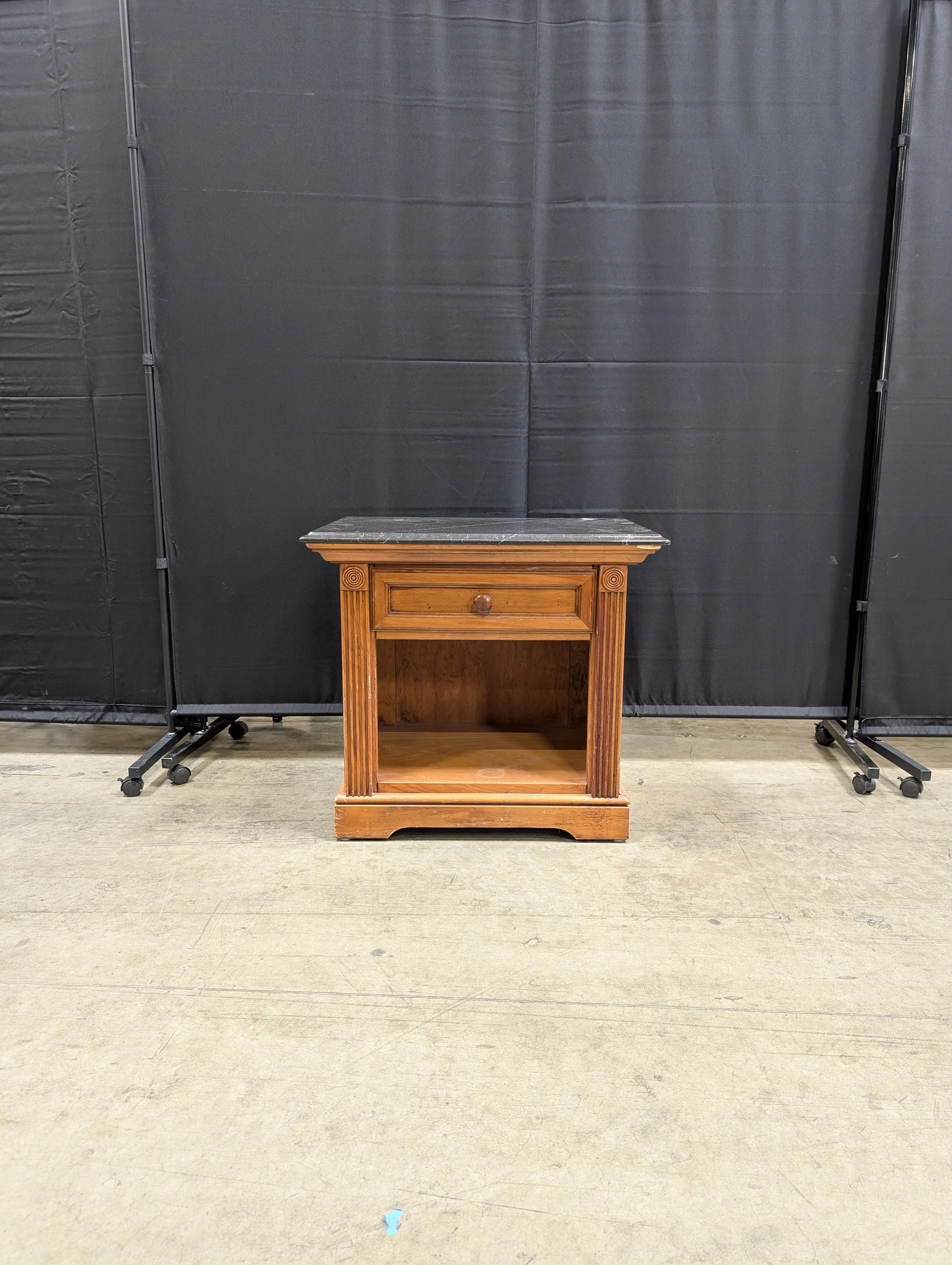 Dark Marble Top Derimasa Wood Nightstand - Image 2
