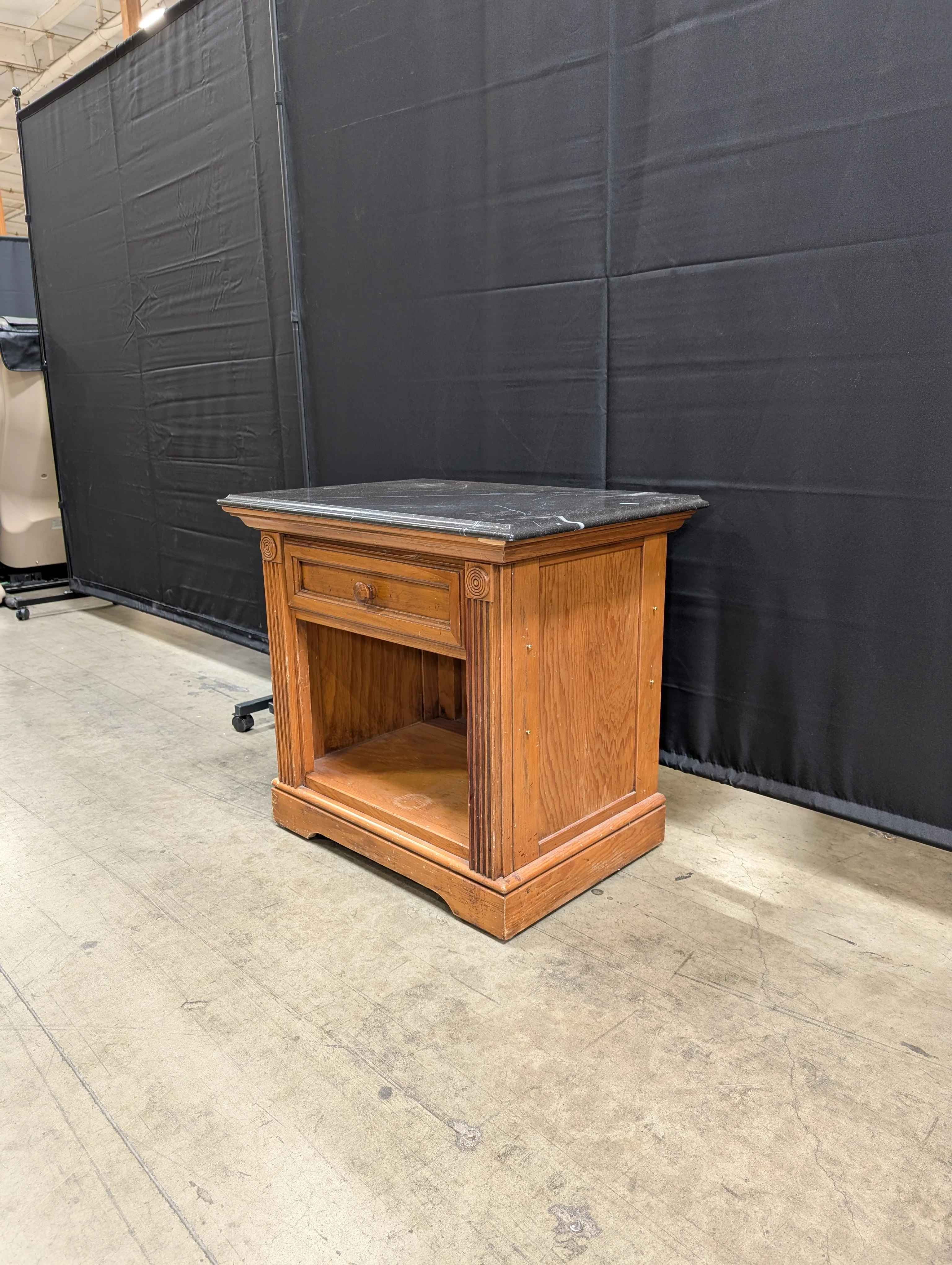 Dark Marble Top Derimasa Wood Nightstand - Image 3