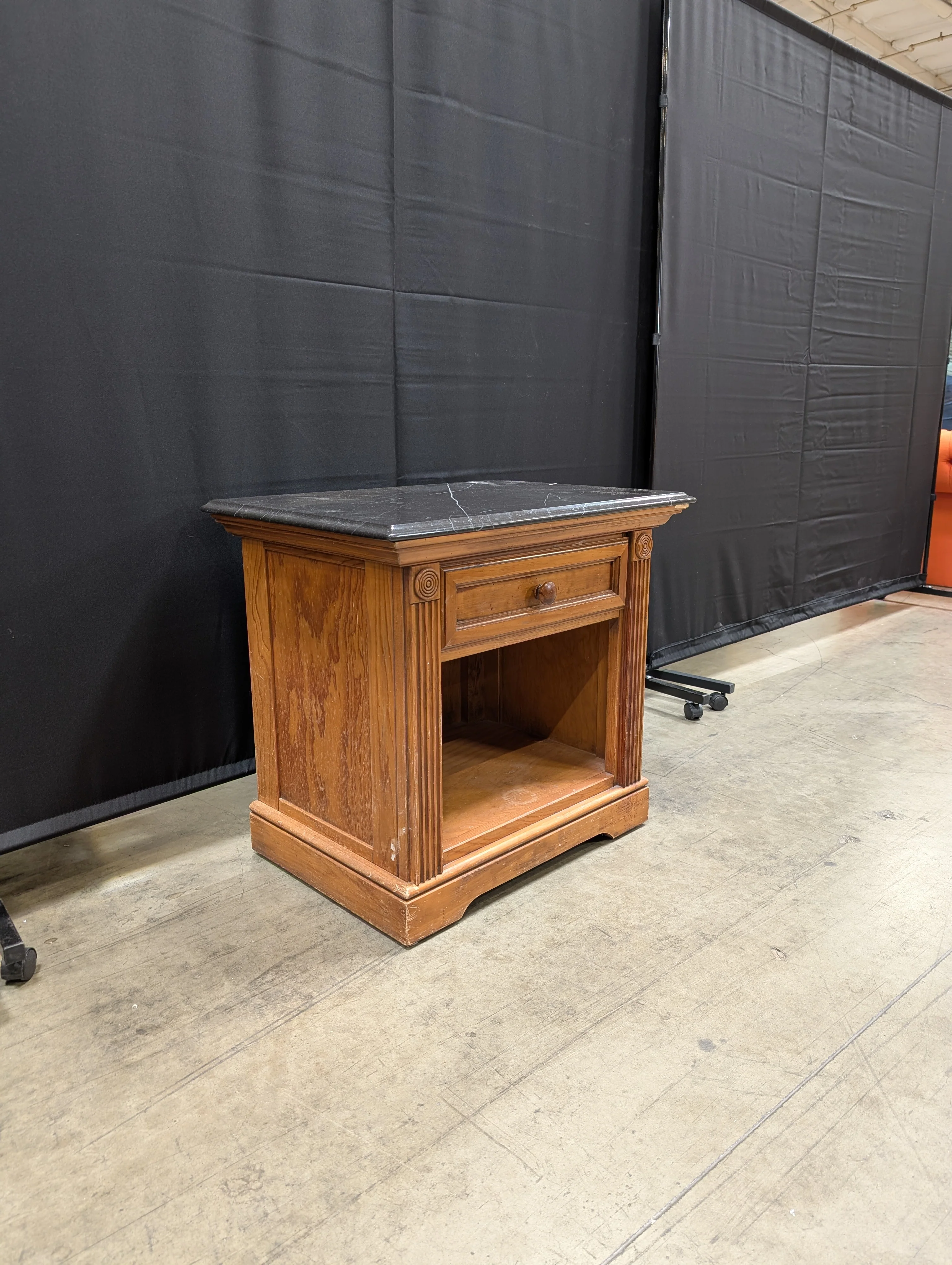 Dark Marble Top Derimasa Wood Nightstand - Image 5