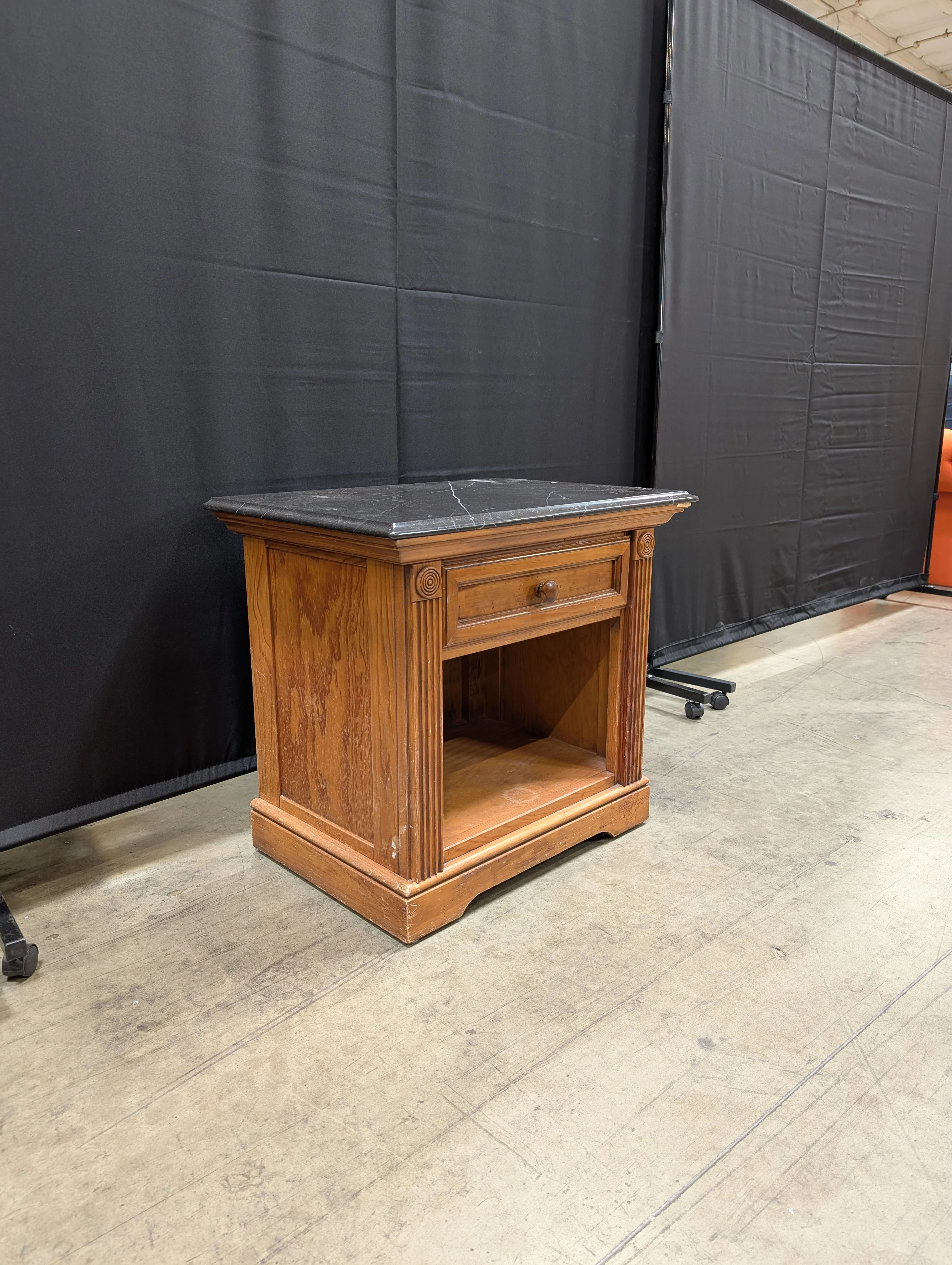 Dark Marble Top Derimasa Wood Nightstand - Image 6