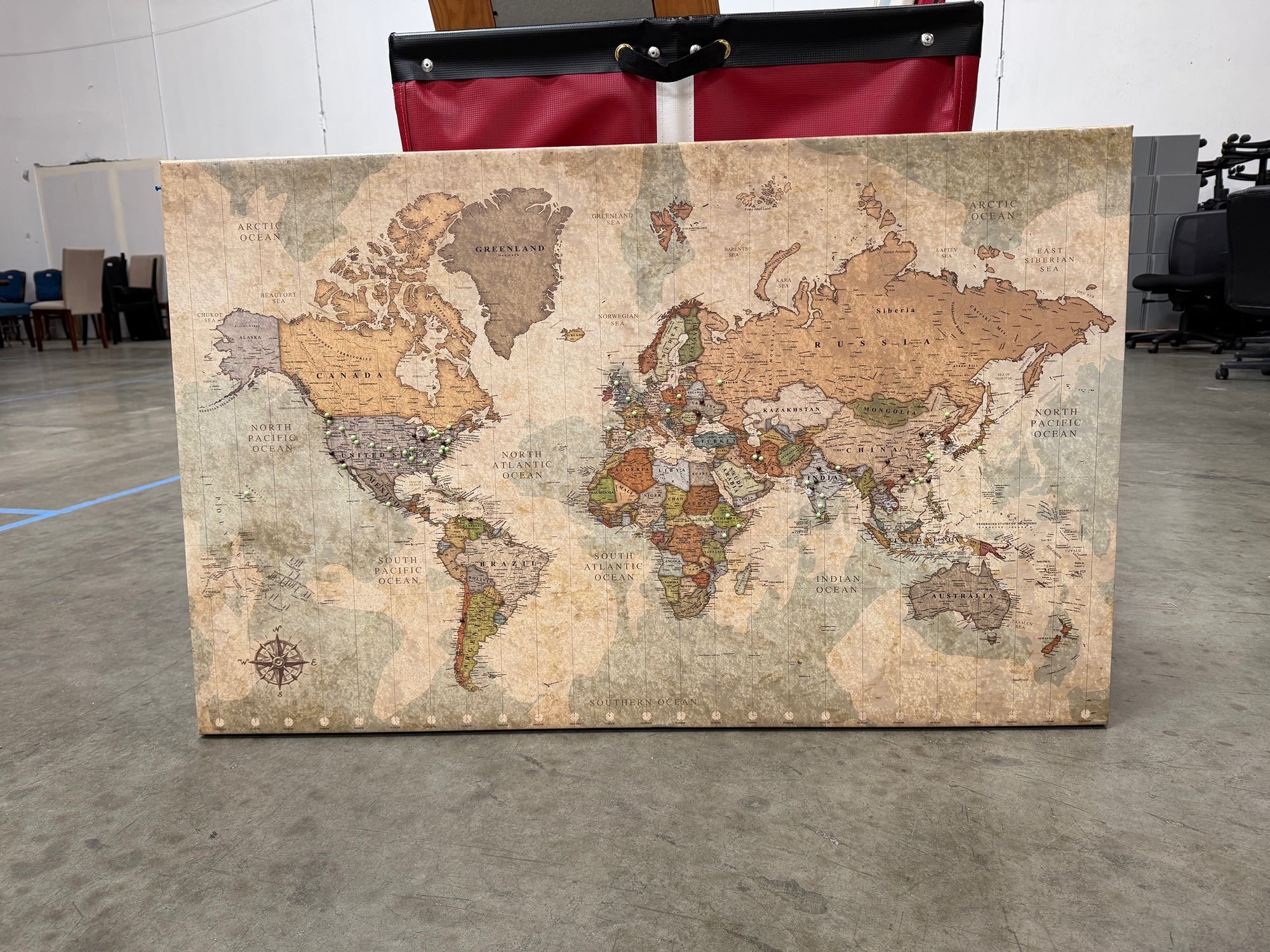 Holy Cow Vintage-Style Large World Map Push Pin Canvas Wall Art - Image 2