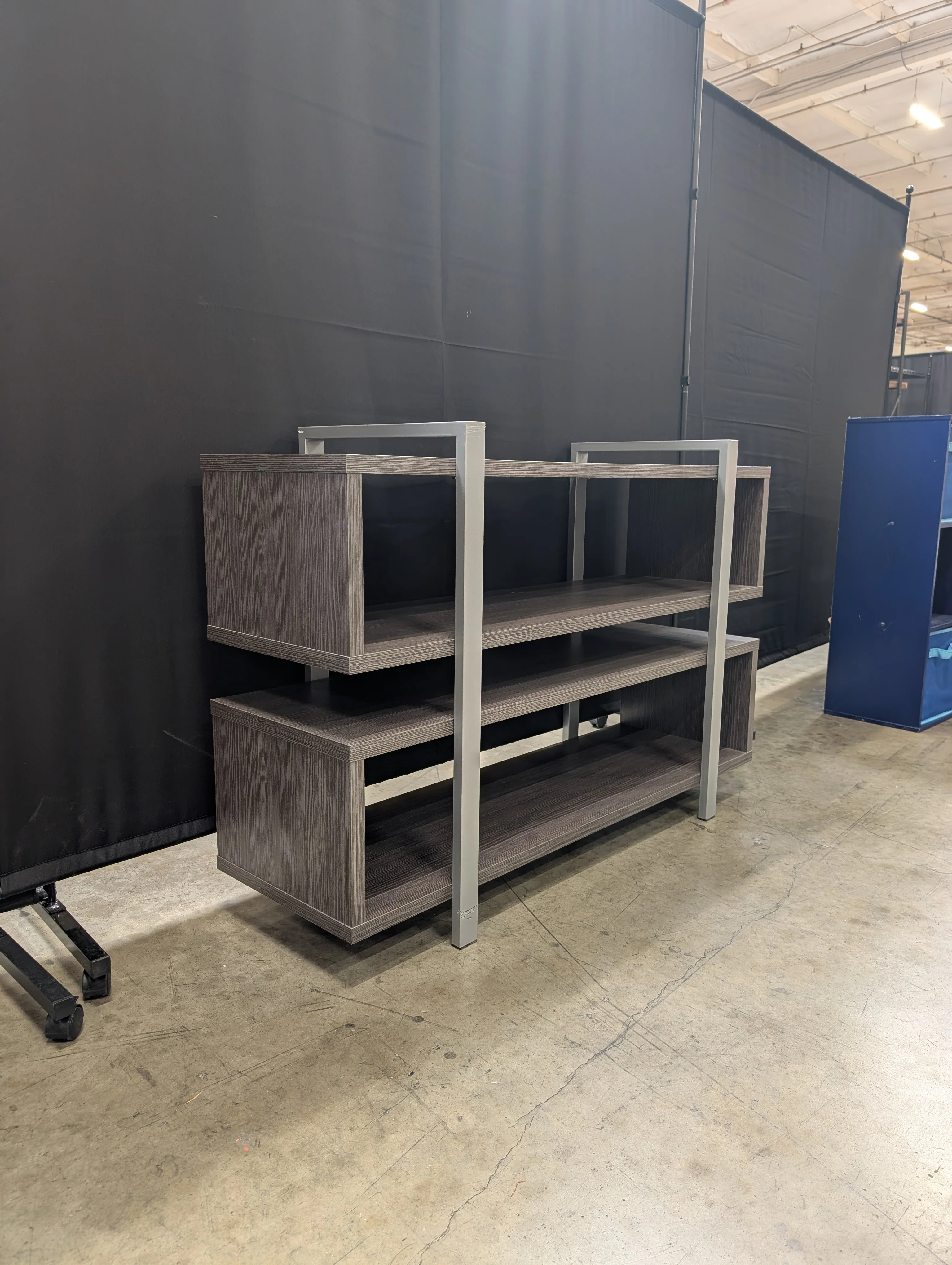 Modern Three-Tier Media Console Shelf with Metal Accents - Image 3