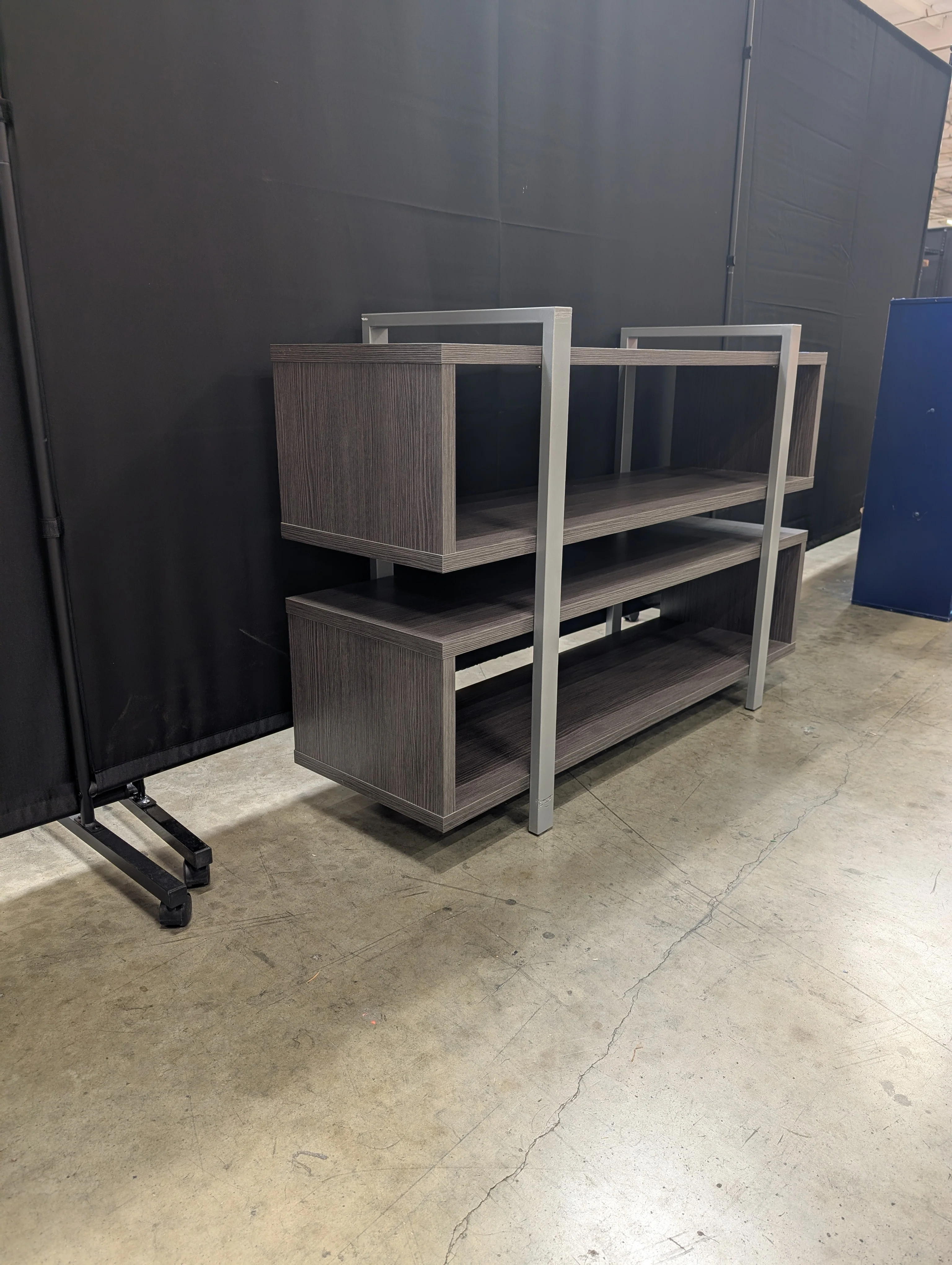 Modern Three-Tier Media Console Shelf with Metal Accents - Image 4