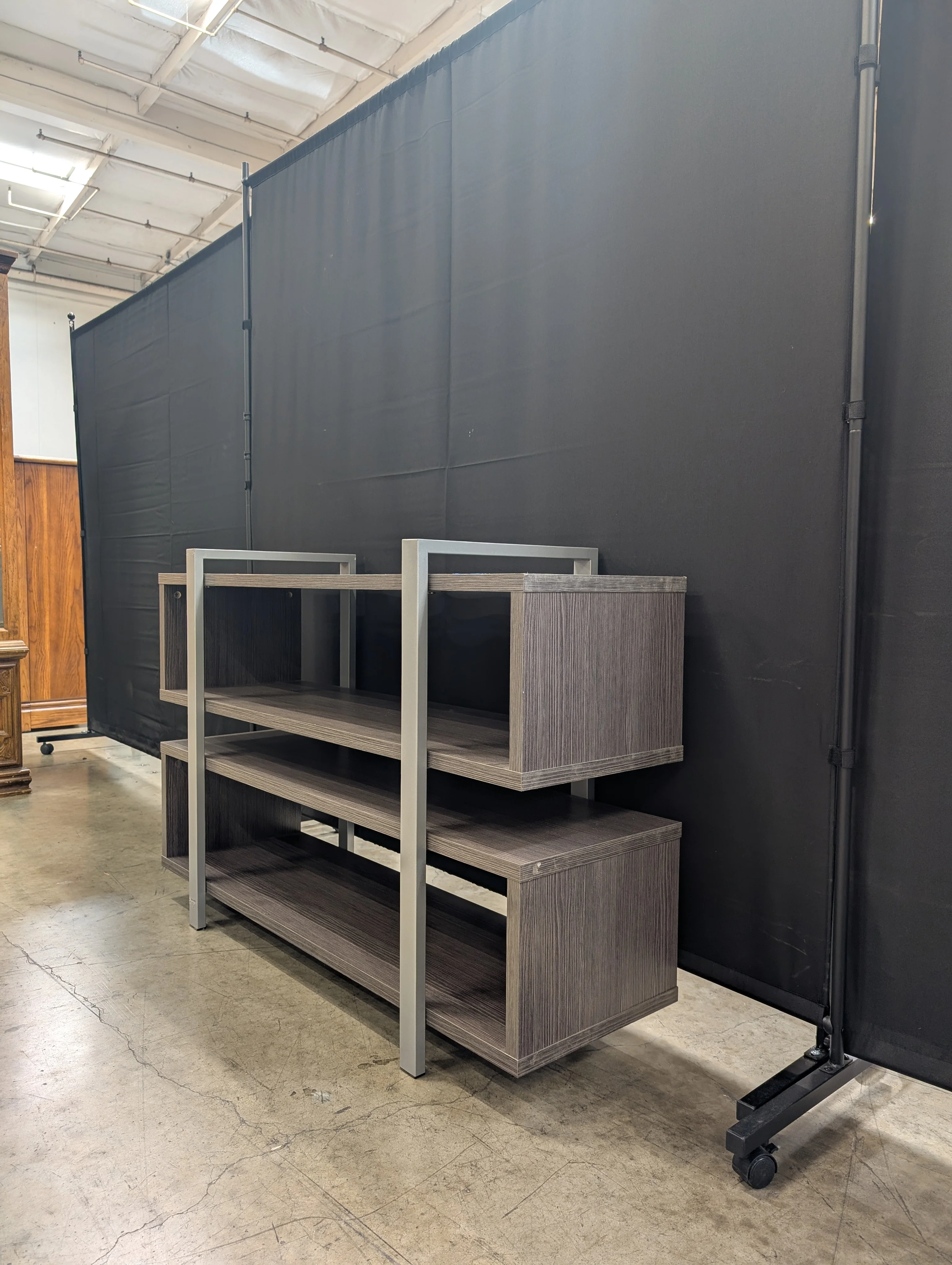 Modern Three-Tier Media Console Shelf with Metal Accents - Image 6