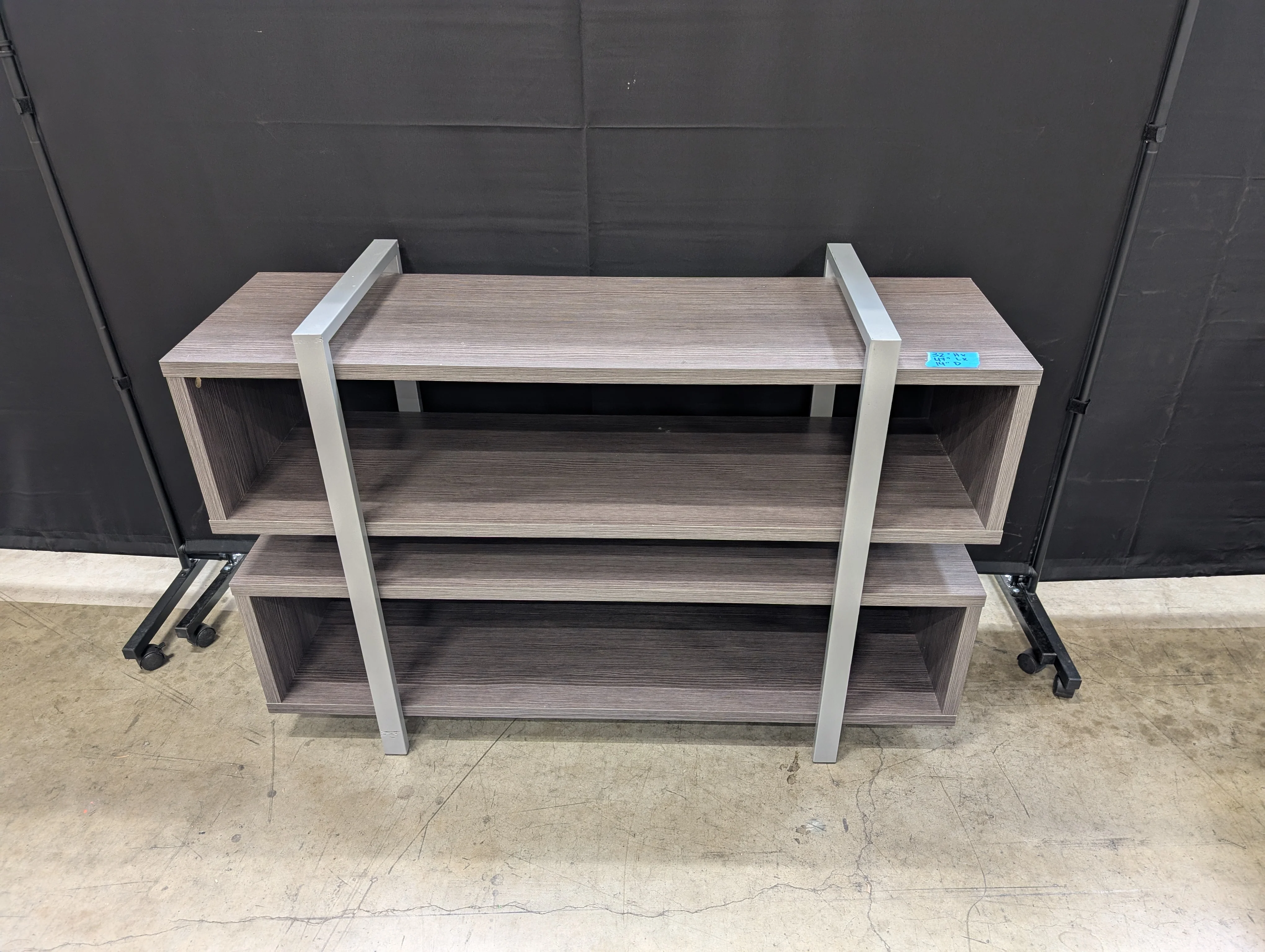 Modern Three-Tier Media Console Shelf with Metal Accents - Image 7