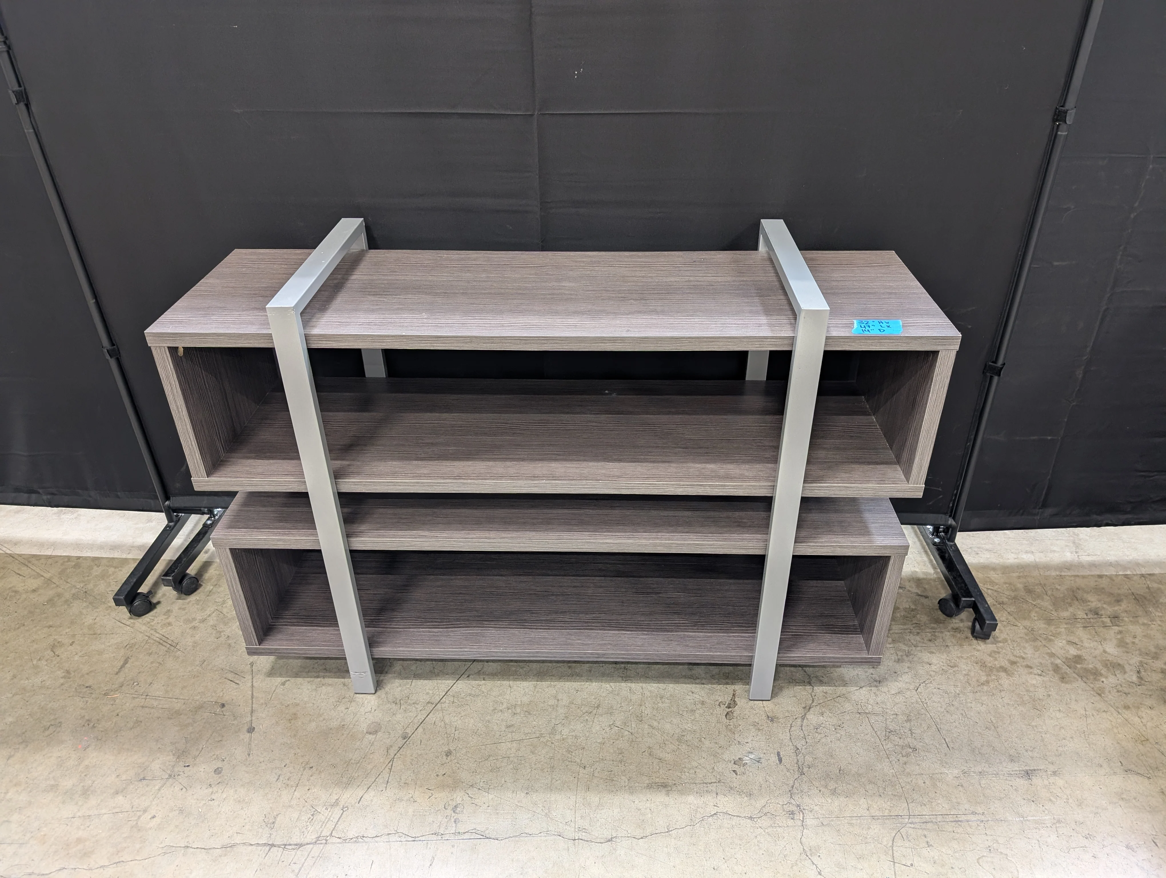 Modern Three-Tier Media Console Shelf with Metal Accents - Image 8