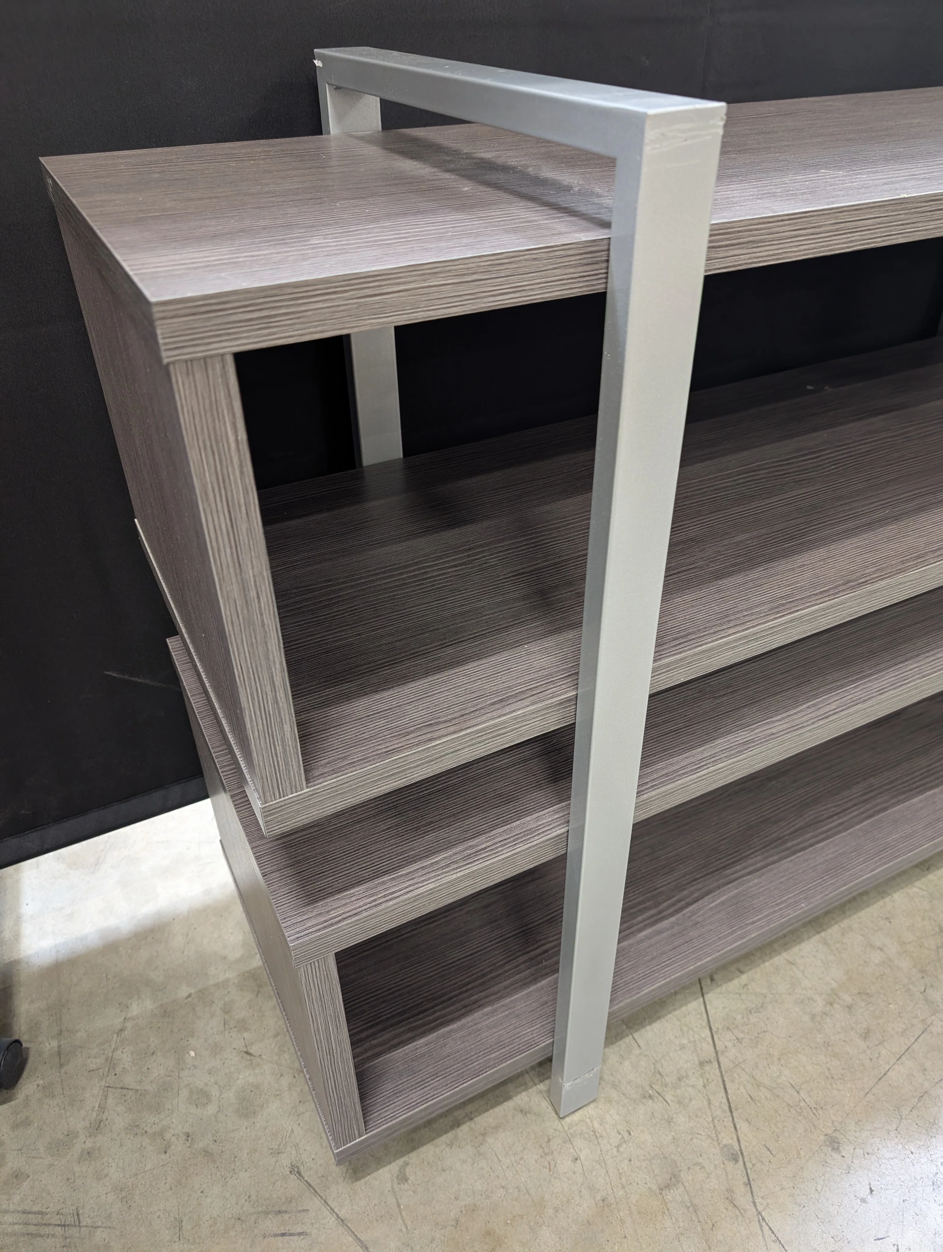 Modern Three-Tier Media Console Shelf with Metal Accents - Image 9