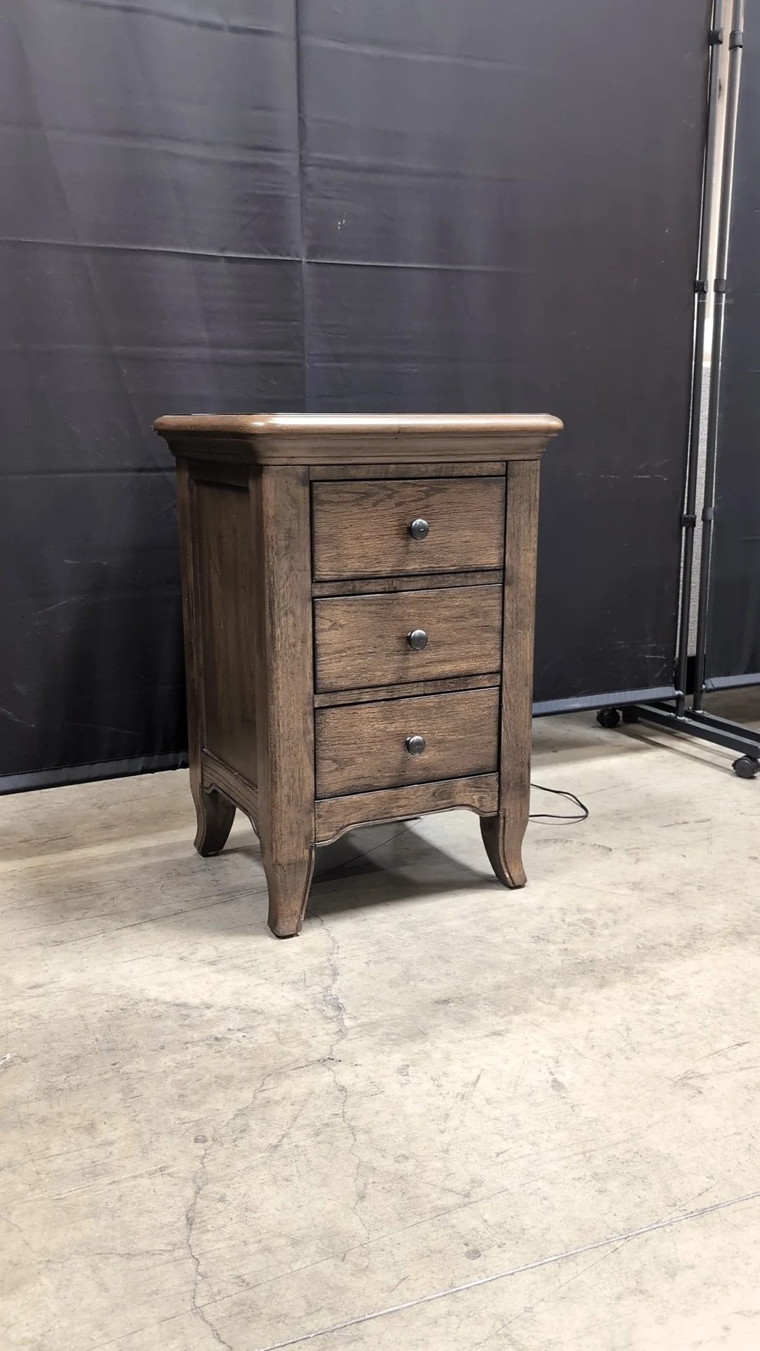 Dark Brown Wood Magnussen Home Nightstand with Three Drawers and USB charger - Image 6