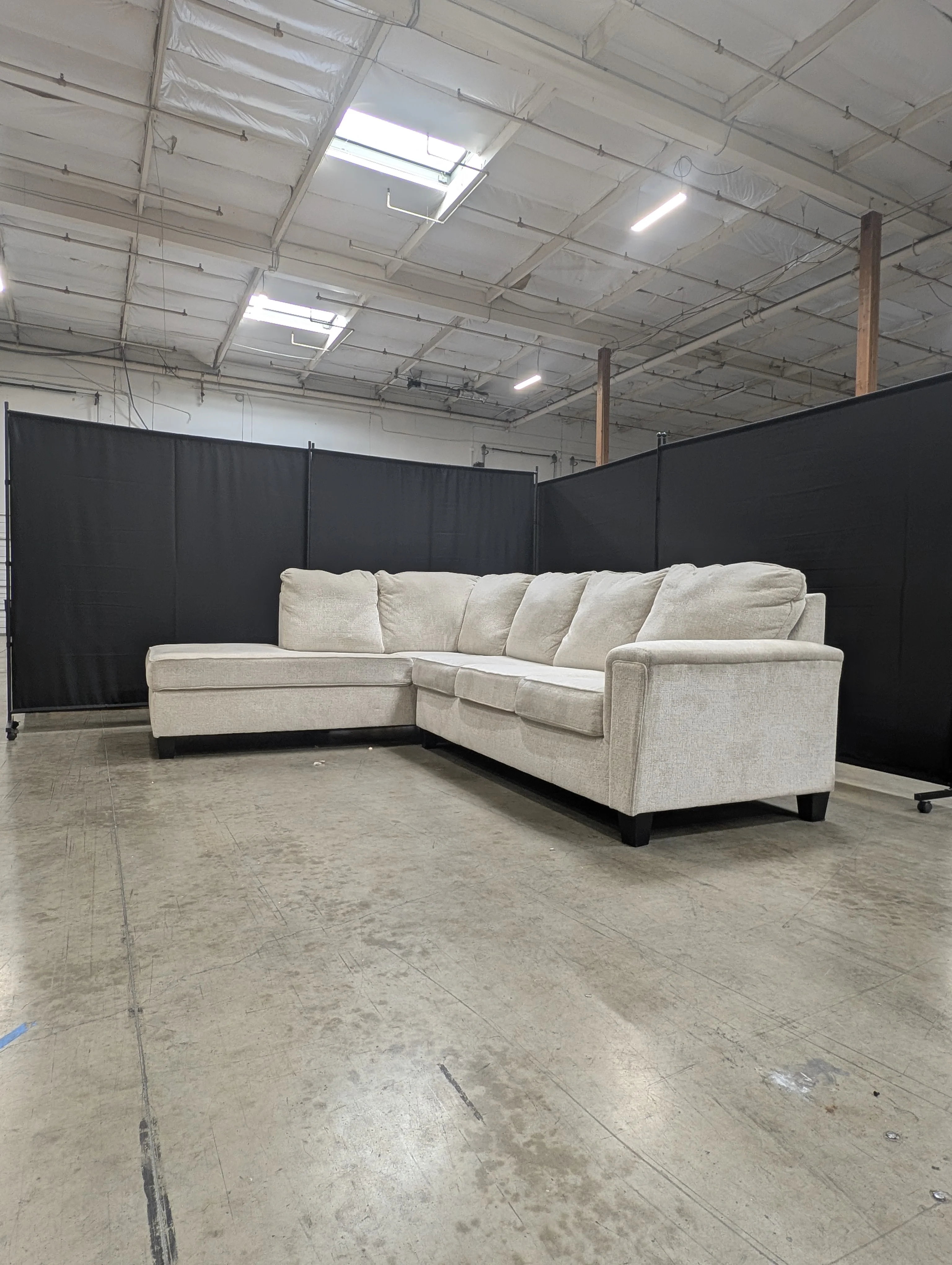 Neutral Fabric L-Shaped Sectional Sofa