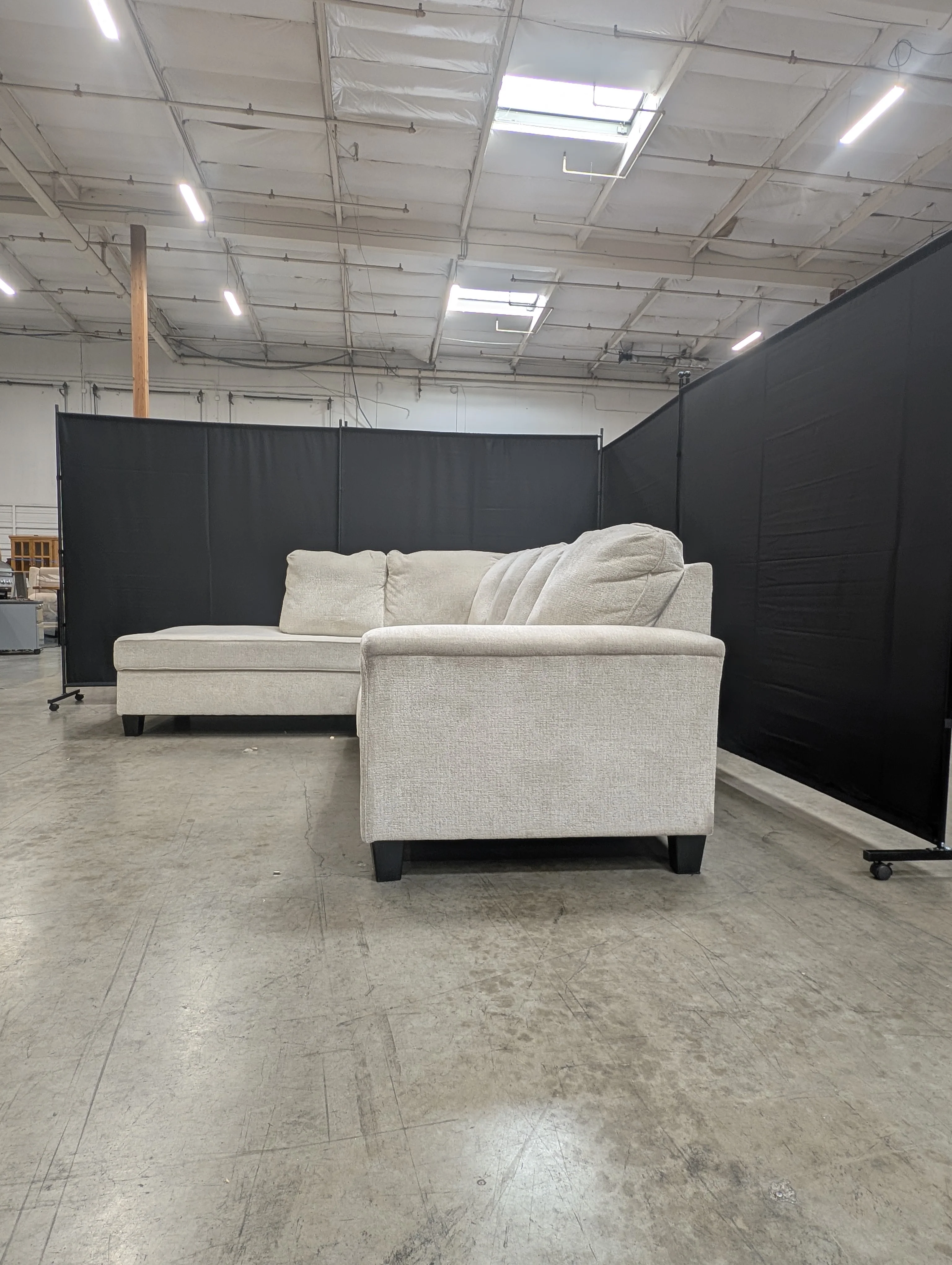 Neutral Fabric L-Shaped Sectional Sofa - Image 11