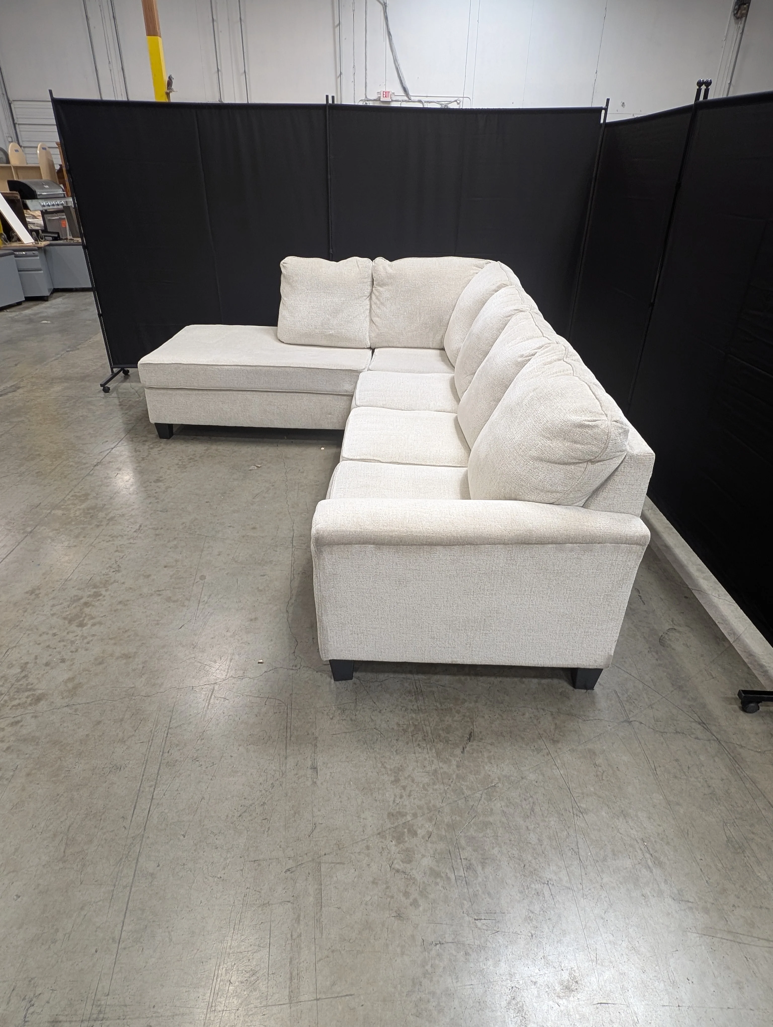 Neutral Fabric L-Shaped Sectional Sofa - Image 8
