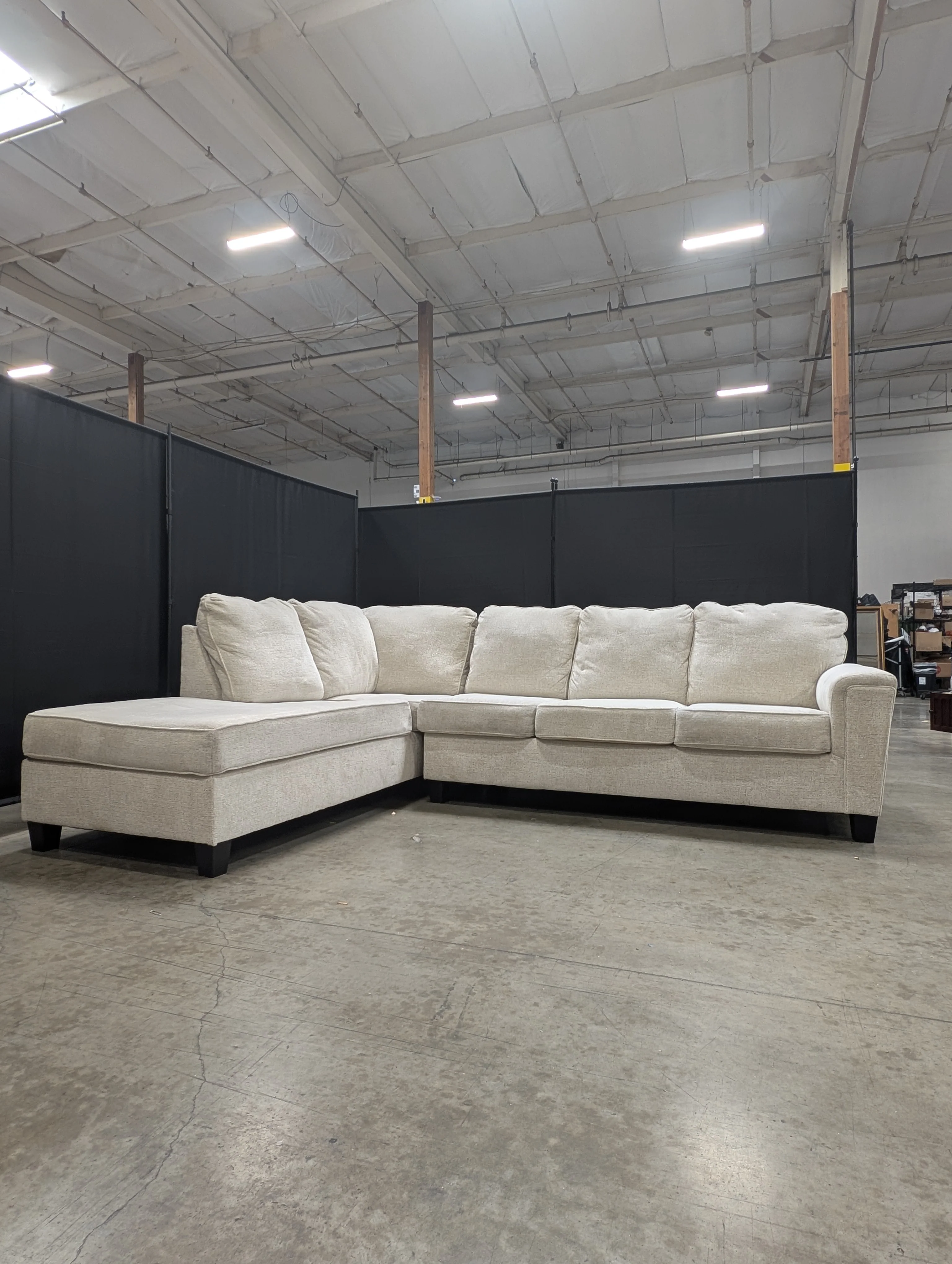 Neutral Fabric L-Shaped Sectional Sofa - Image 9
