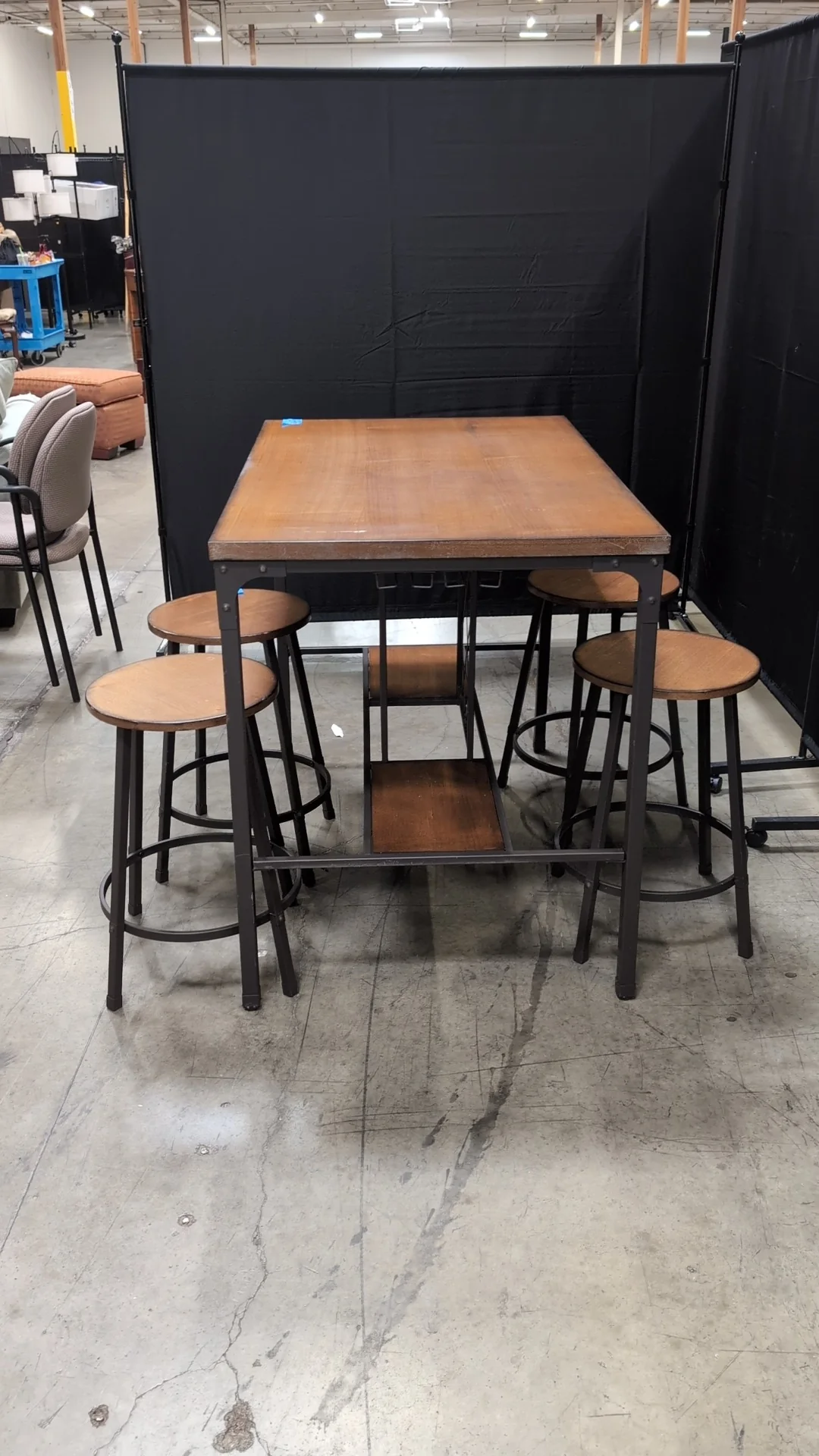 Industrial Style Wood Top Dining set - Image 9