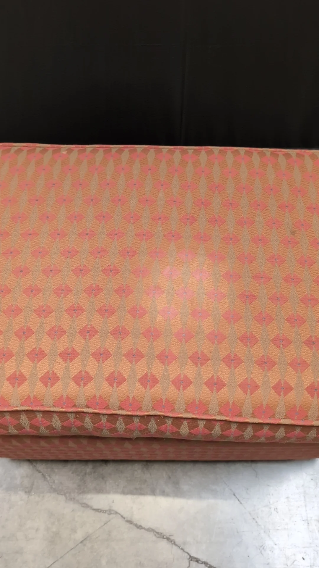 Vibrant Geometric Patterned Upholstered Ottoman with Wooden Furniture Risers - Image 11