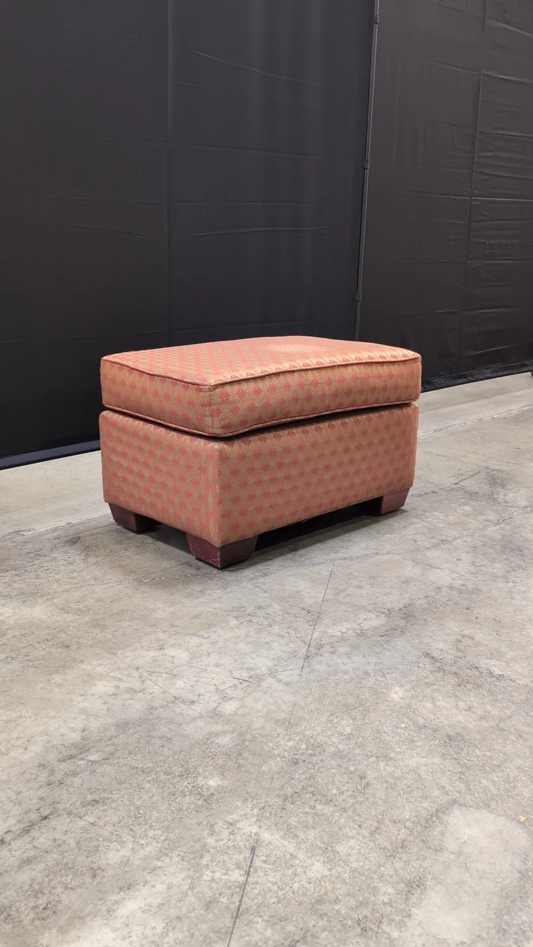 Vibrant Geometric Patterned Upholstered Ottoman with Wooden Furniture Risers - Image 4