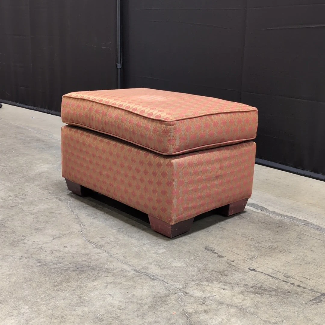 Vibrant Geometric Patterned Upholstered Ottoman with Wooden Furniture Risers - Image 6