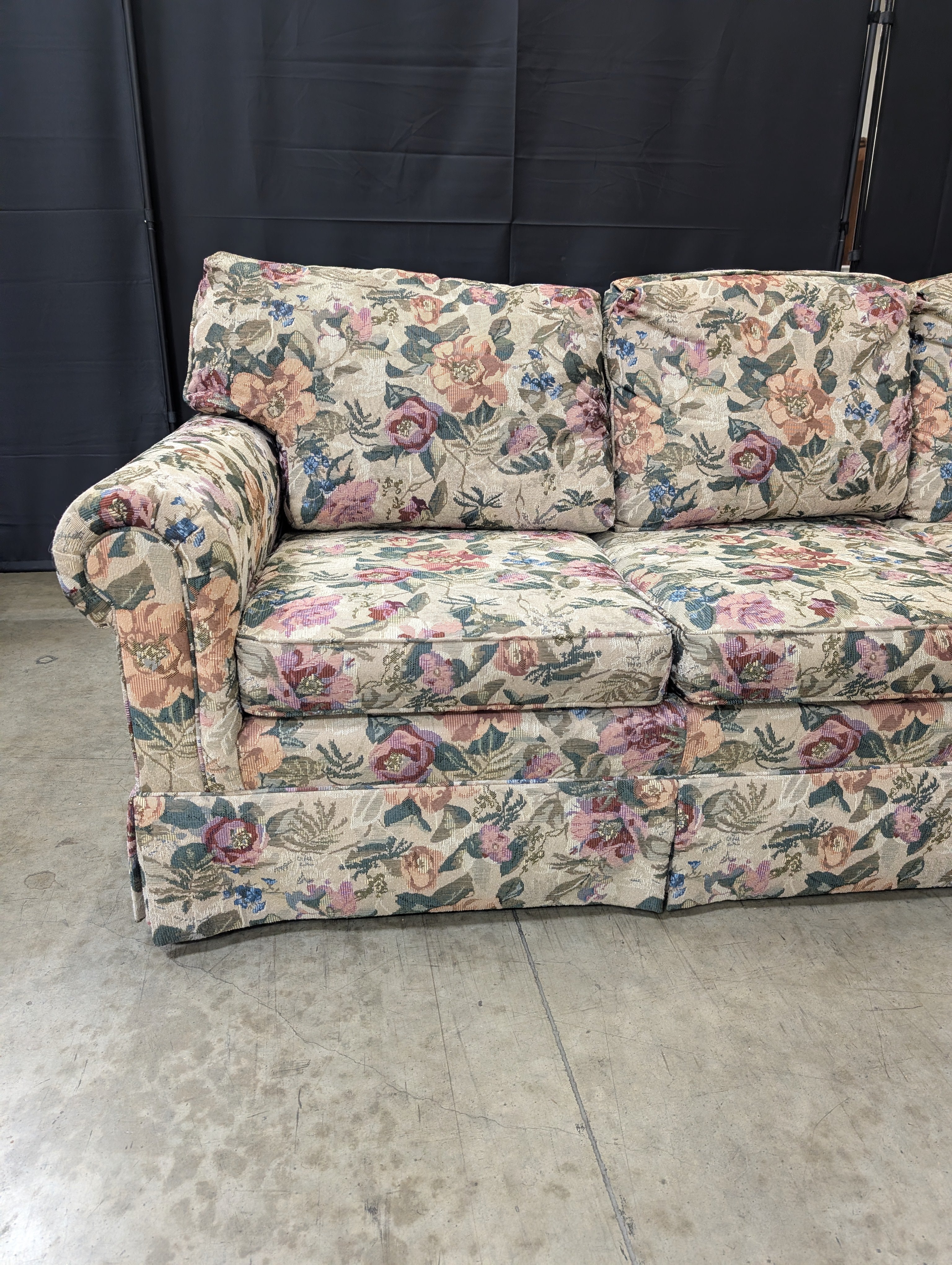 Lane Upholstery Botanical Print Three-Seat Sofa - Image 8