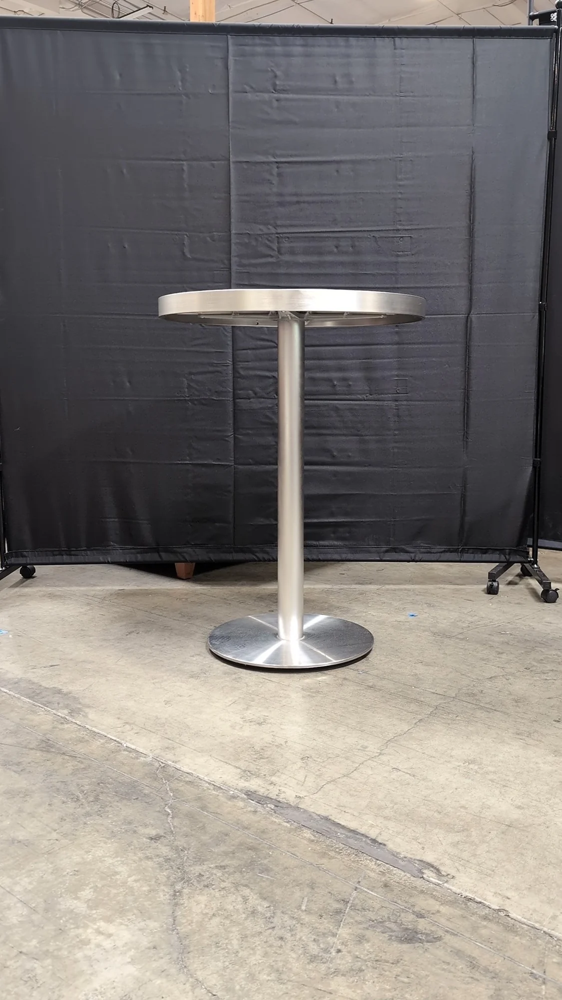 Contemporary Brushed Metal Pedestal Table