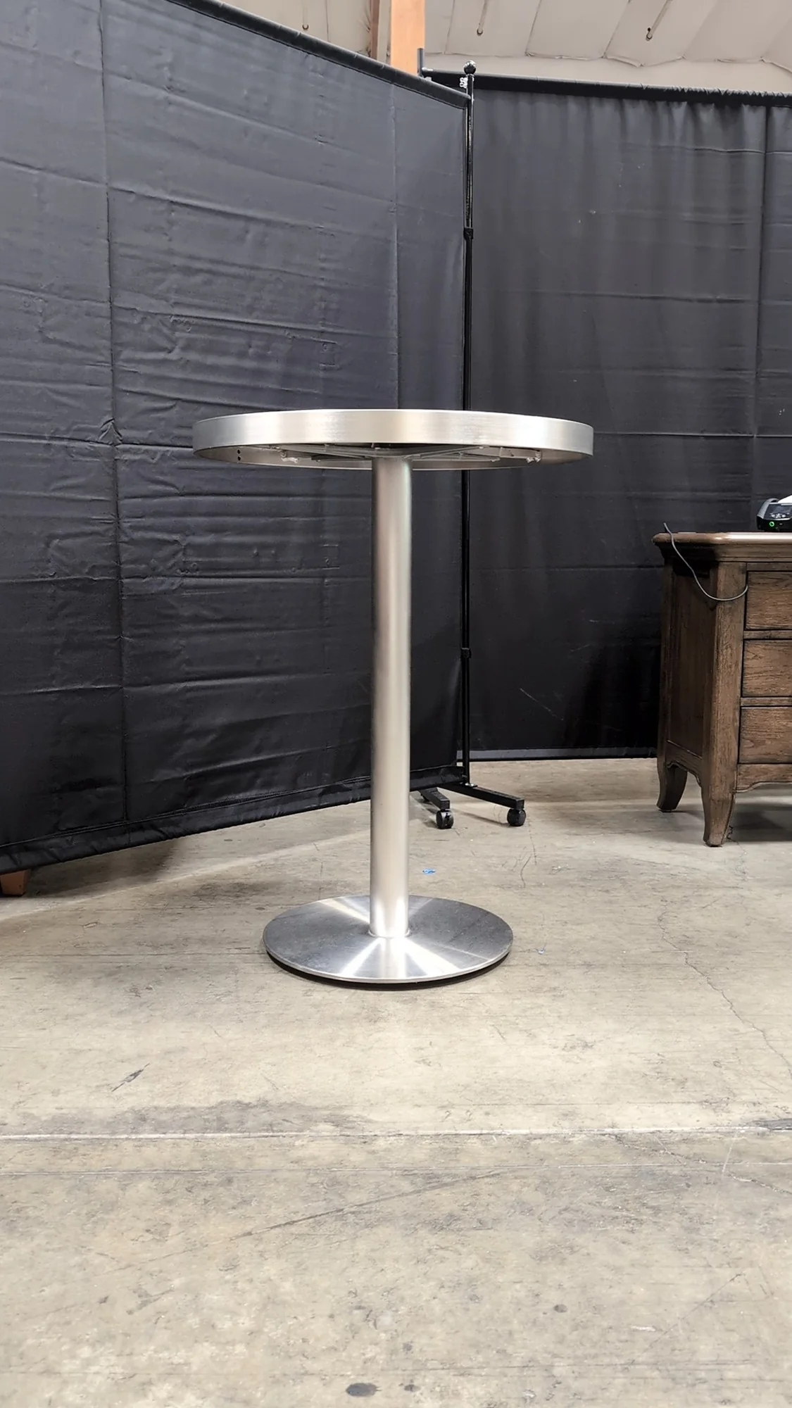 Contemporary Brushed Metal Pedestal Table - Image 2