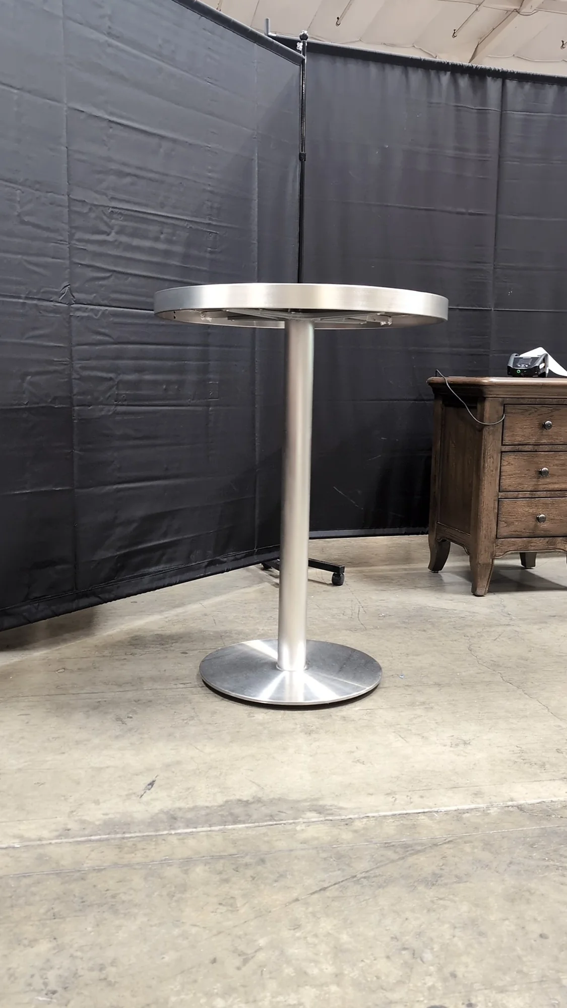 Contemporary Brushed Metal Pedestal Table - Image 3
