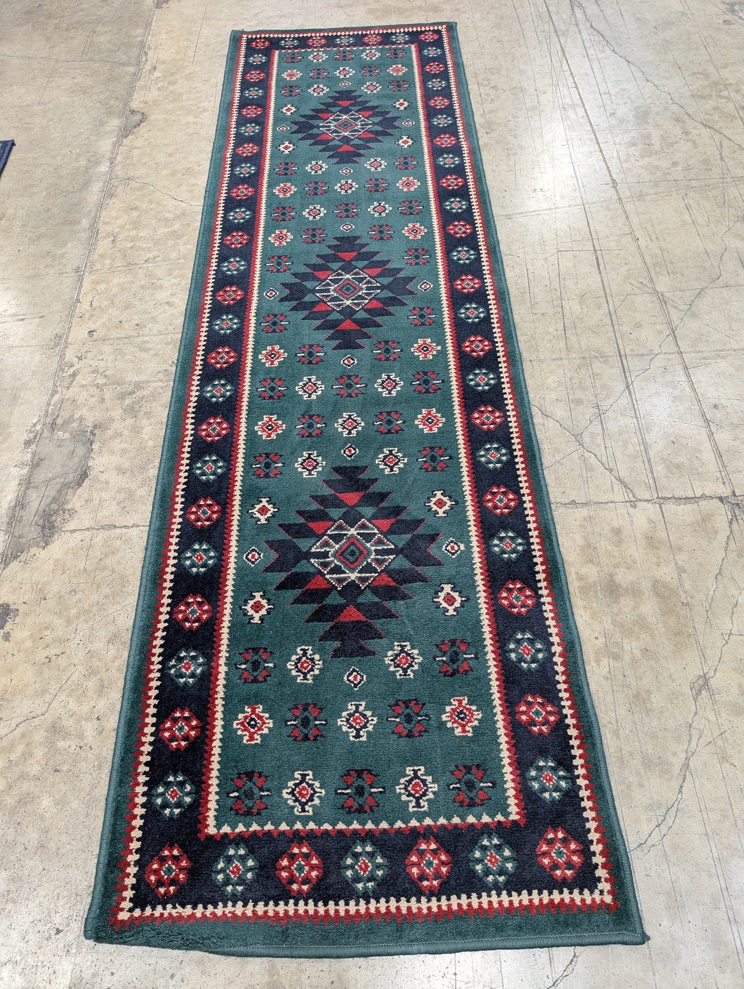American Rug Craftsmen Vibrant Teal Geometric Olefin Runner Rug - Image 3