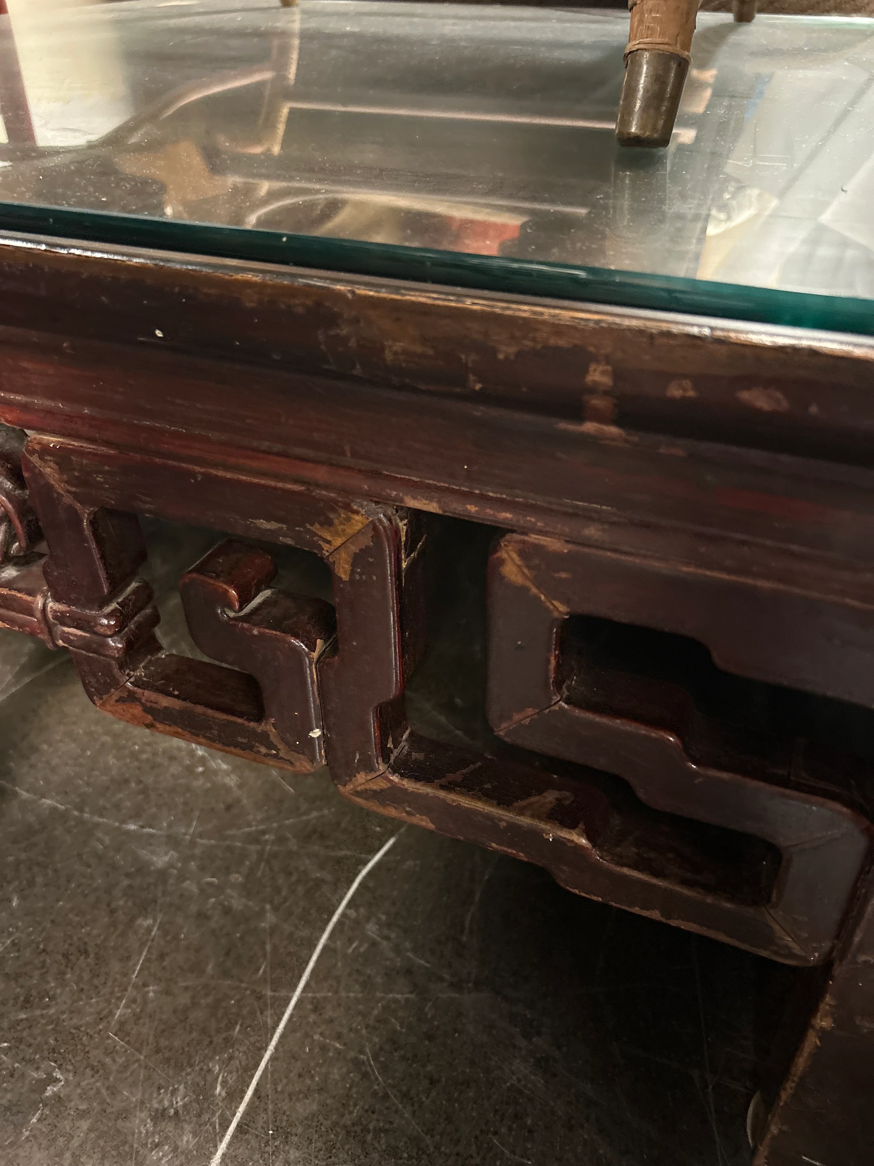 Square Ornate Coffee Table With Glass Top - Image 3