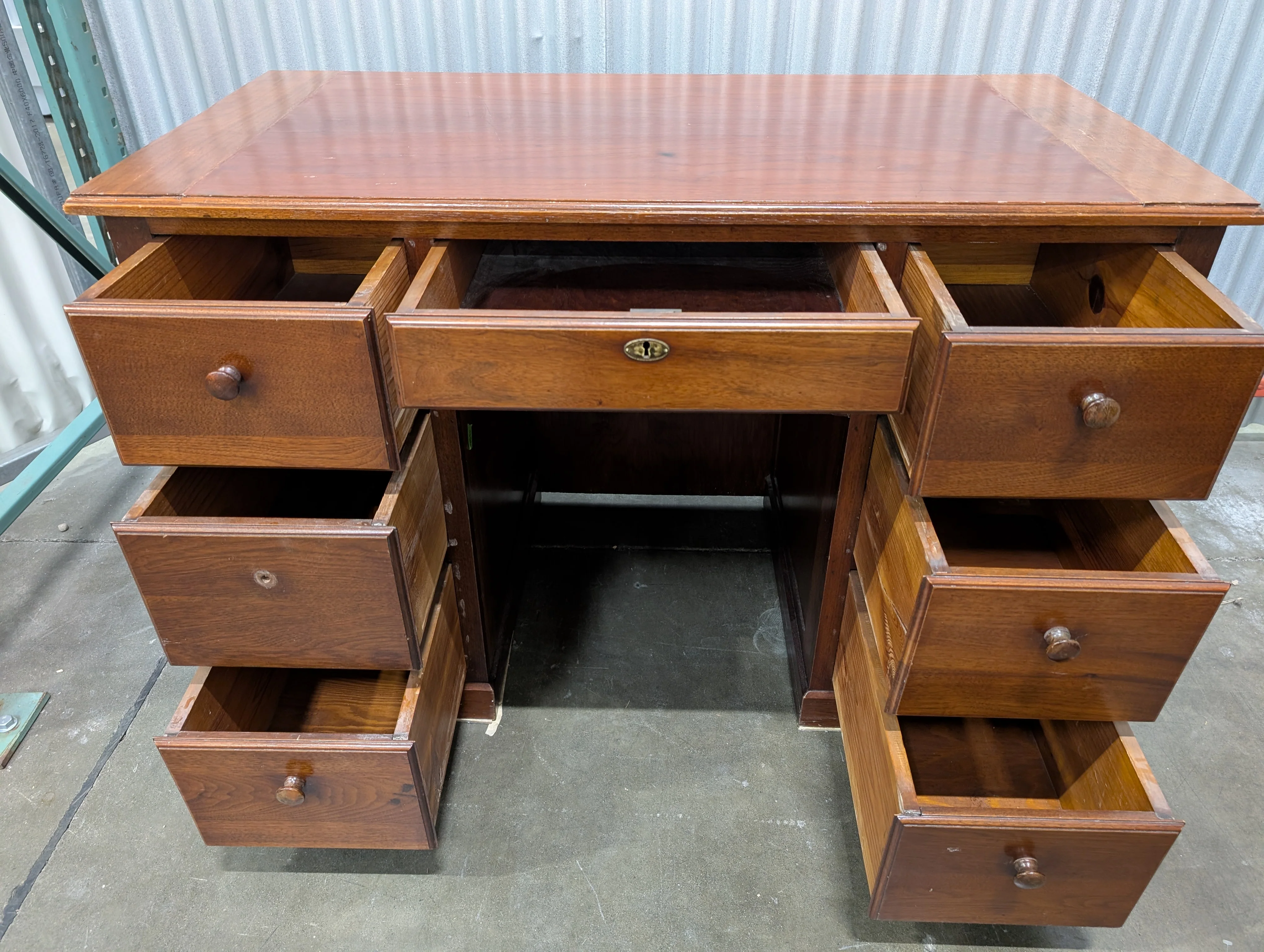 Vintage Style Dark Brown Wooden Desk - Image 3