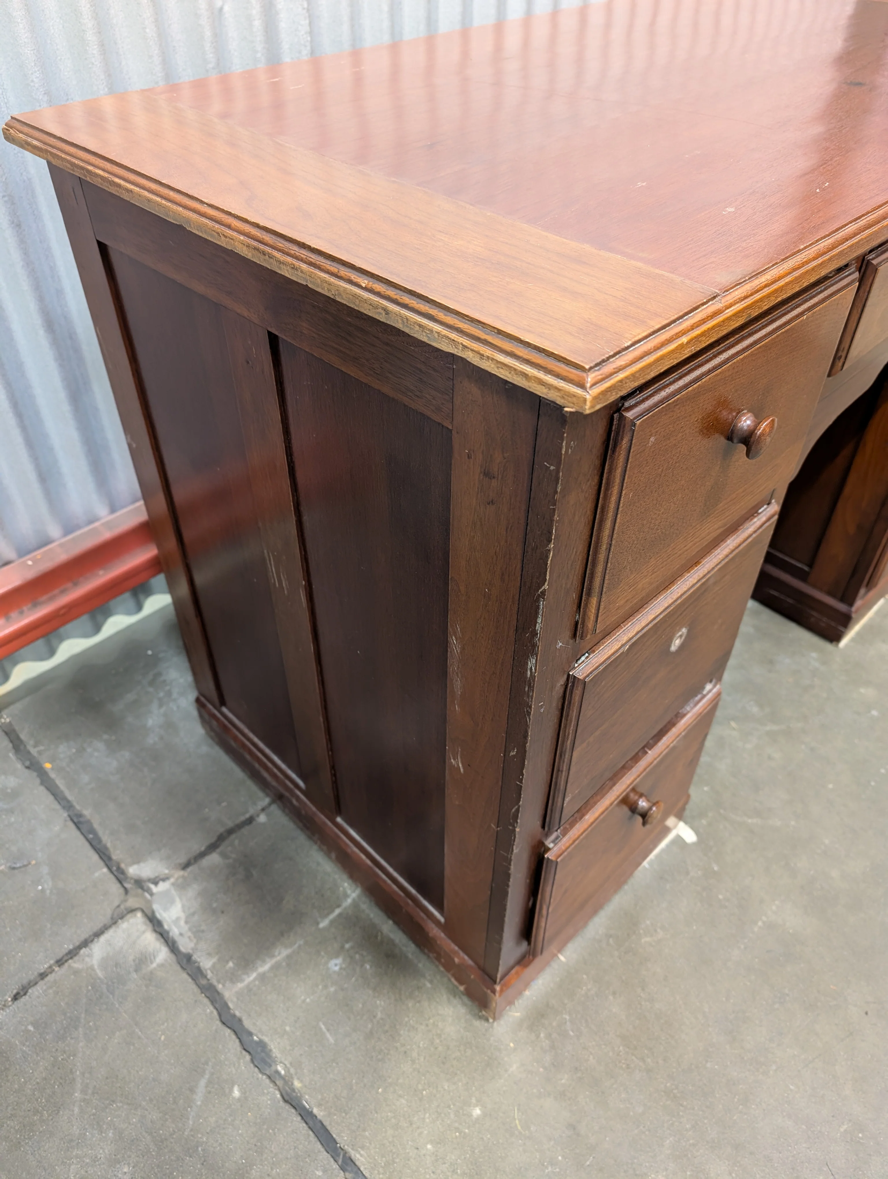 Vintage Style Dark Brown Wooden Desk - Image 5