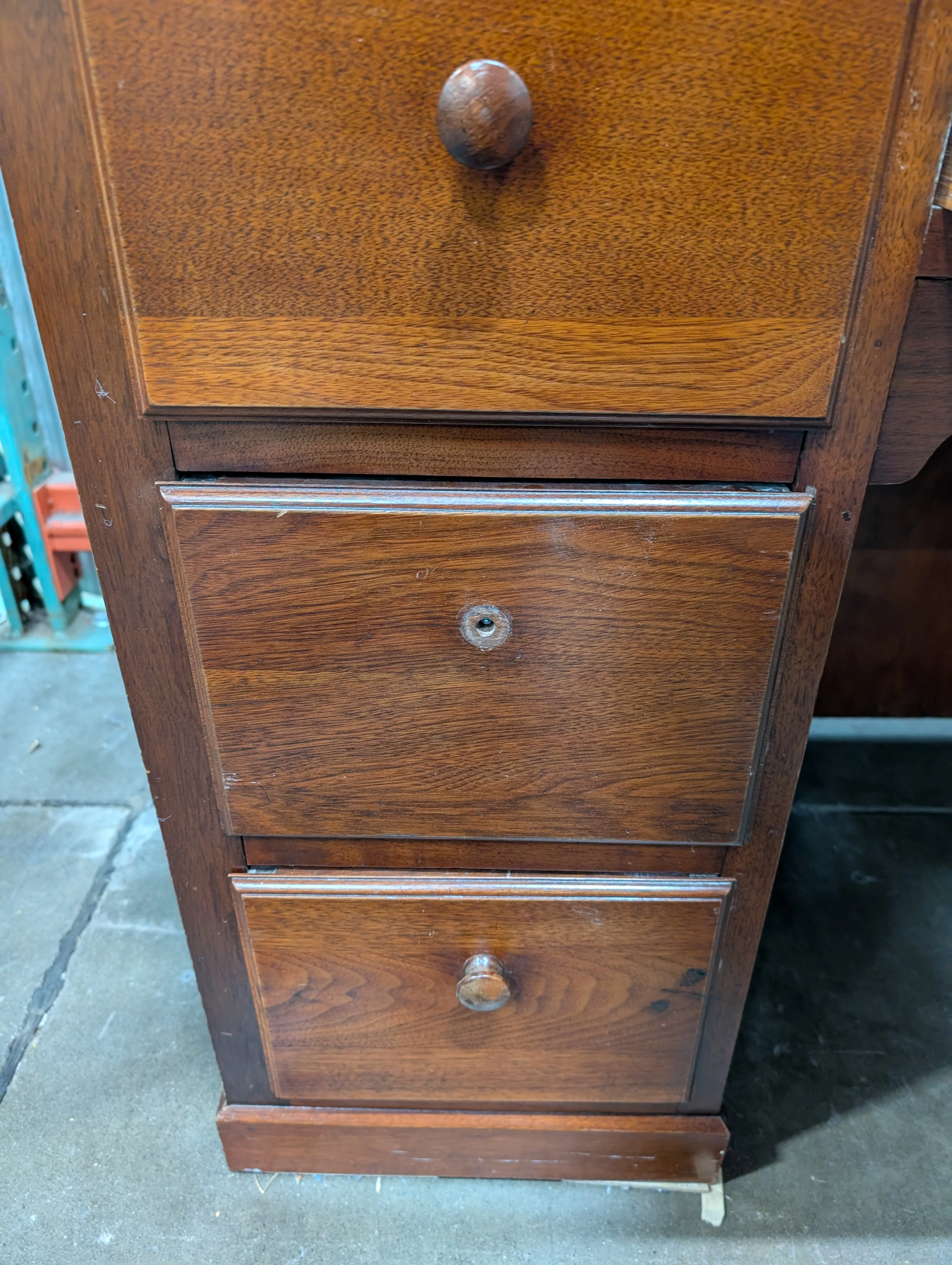 Vintage Style Dark Brown Wooden Desk - Image 6