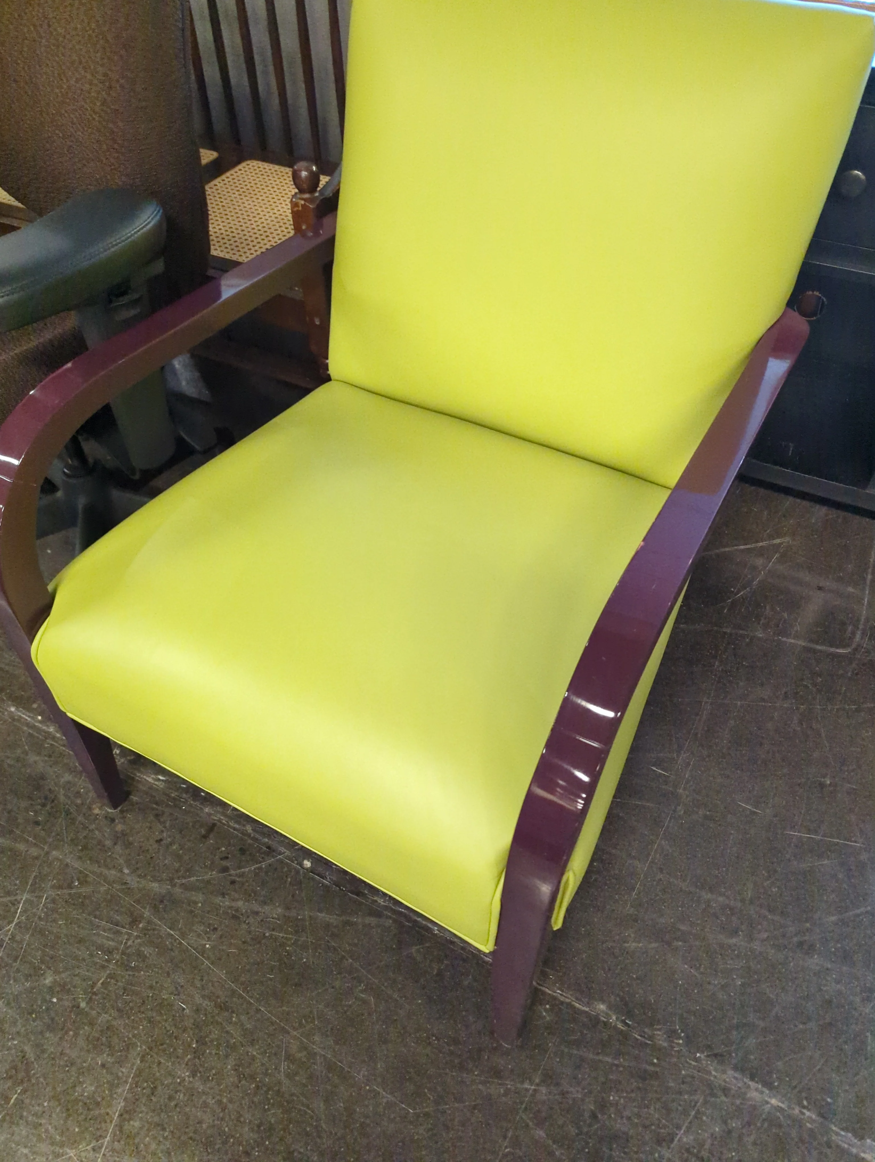 Swaim Green Leather Accent Chair - Image 3
