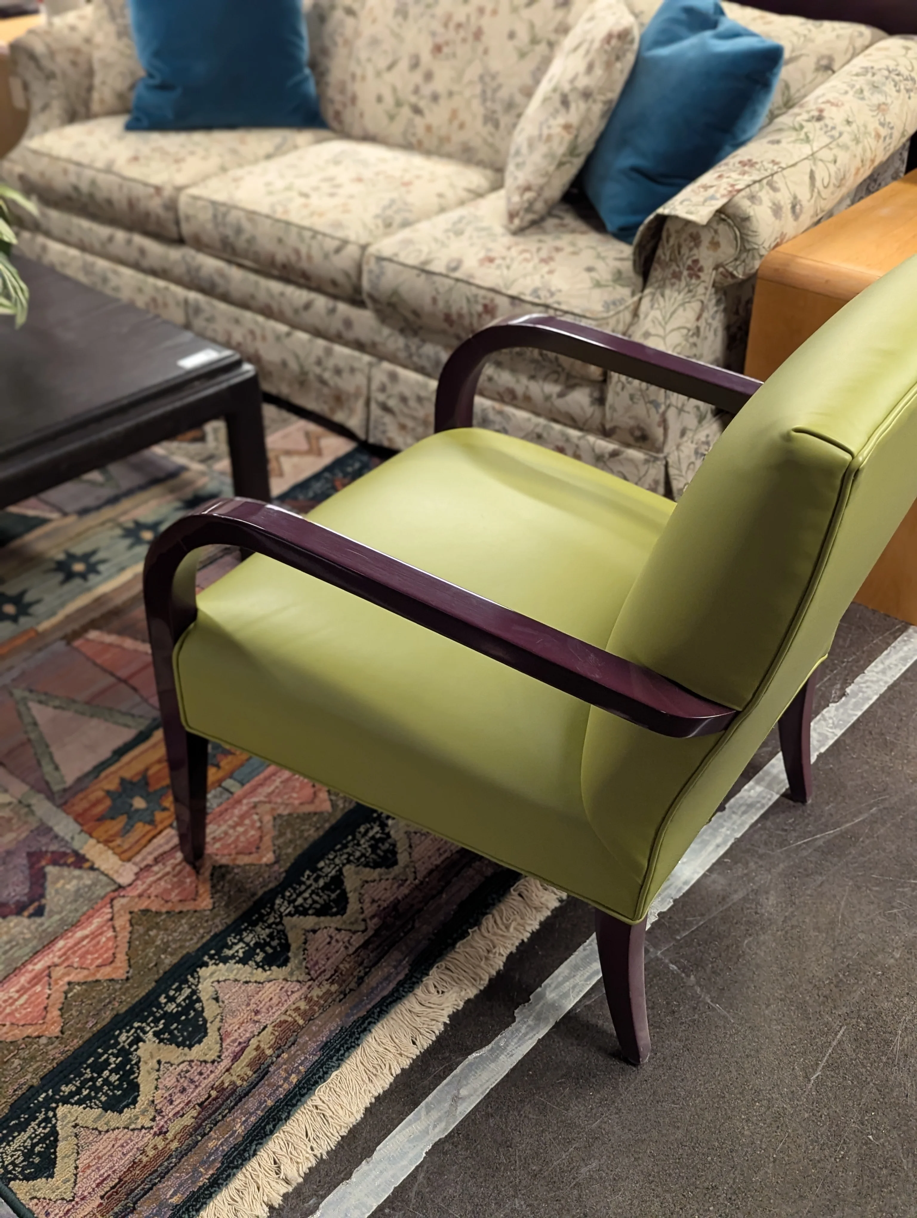 Swaim Green Leather Accent Chair - Image 5