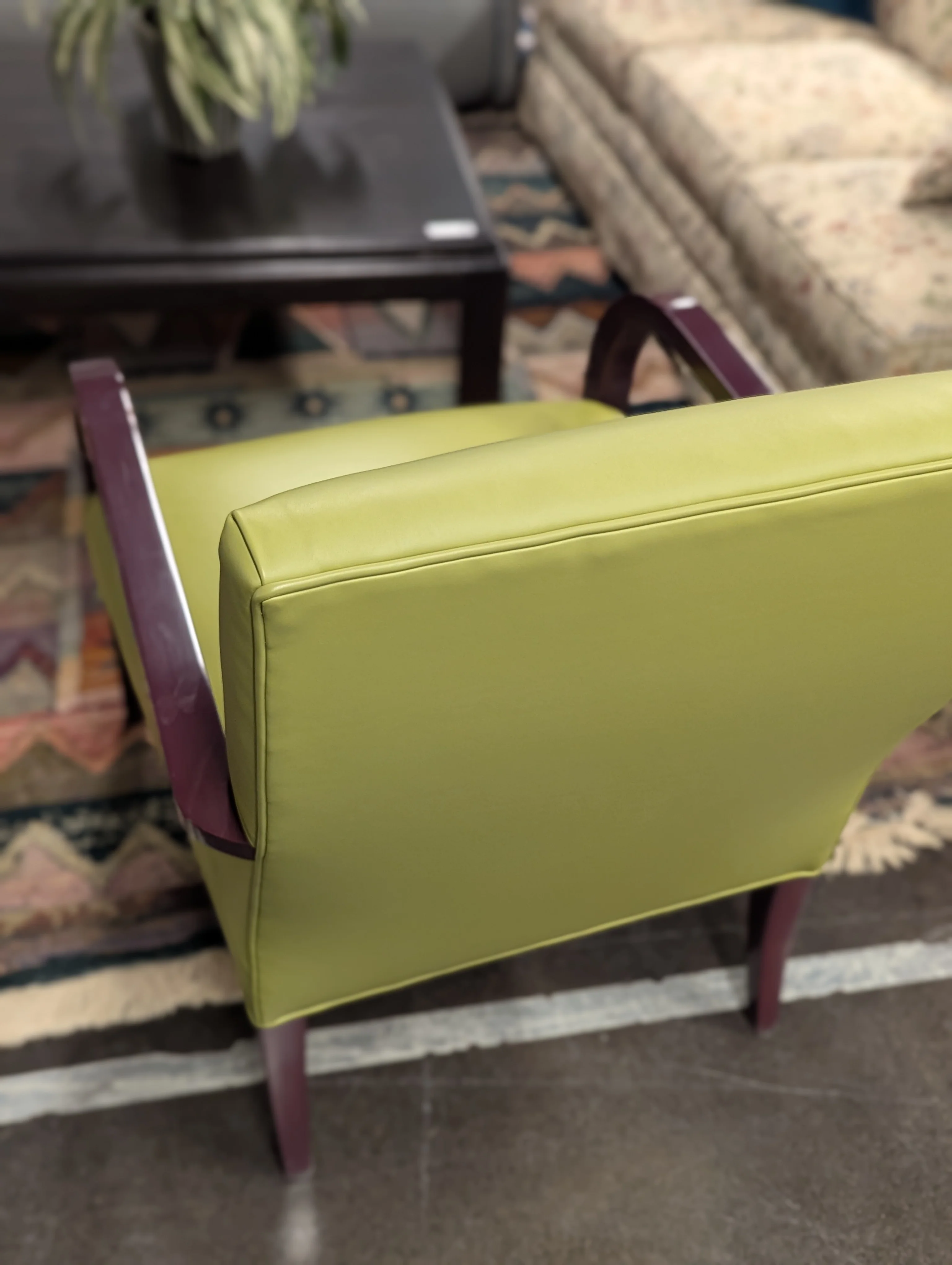 Swaim Green Leather Accent Chair - Image 6