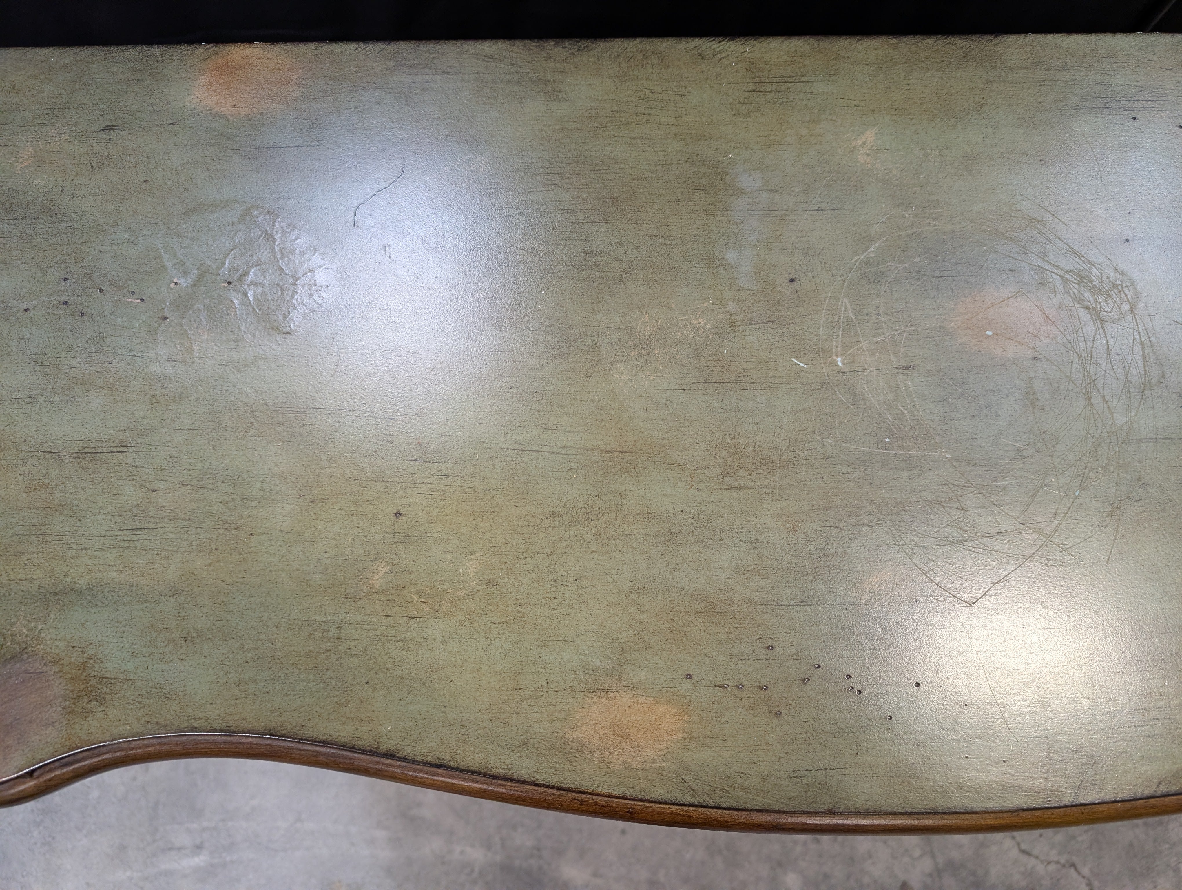 Distressed Green Wood Console Table with Single Drawer - Image 4
