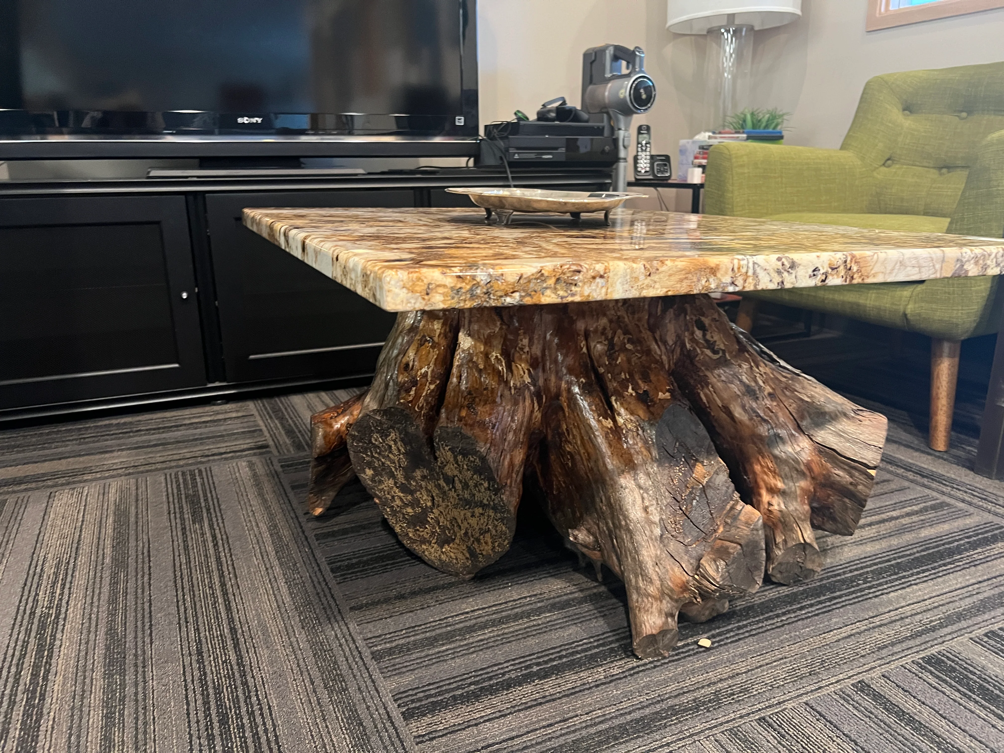 Tree Base Coffee Table w/ Granite Top - Image 5