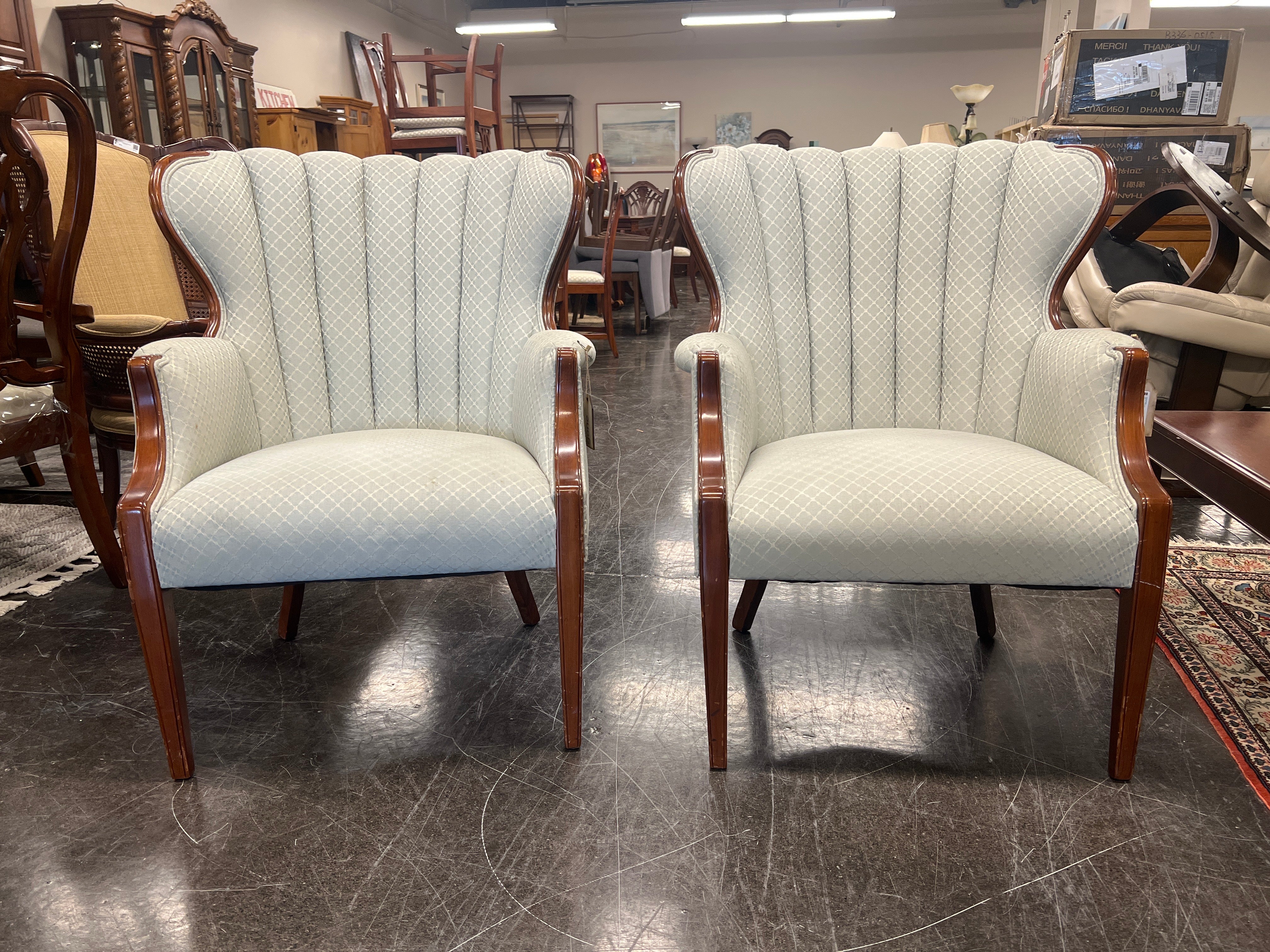 Ivory/Green With Wood Trim Accent Chair - Image 6
