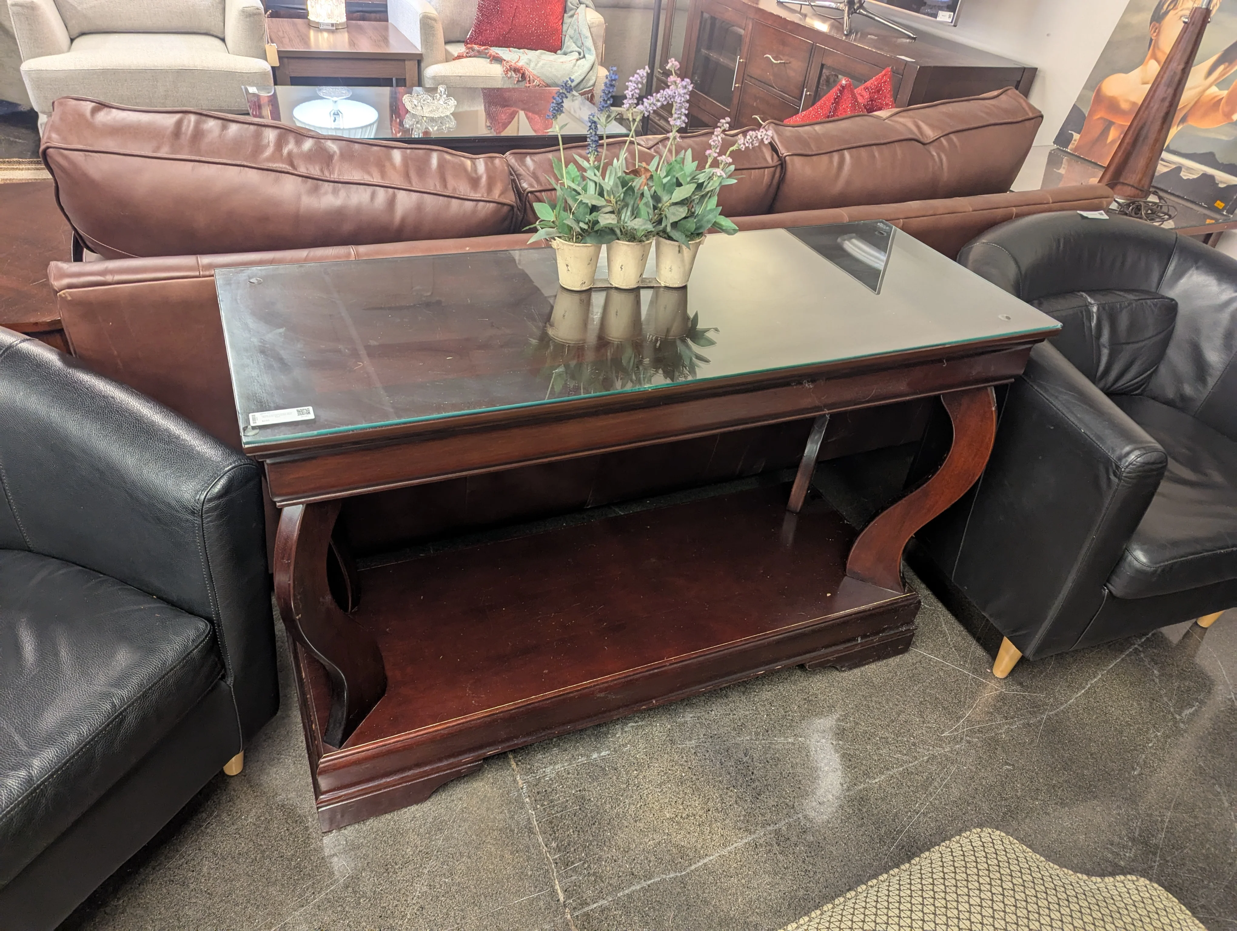 Cherrywood Accent Table with Glass Top - Image 2