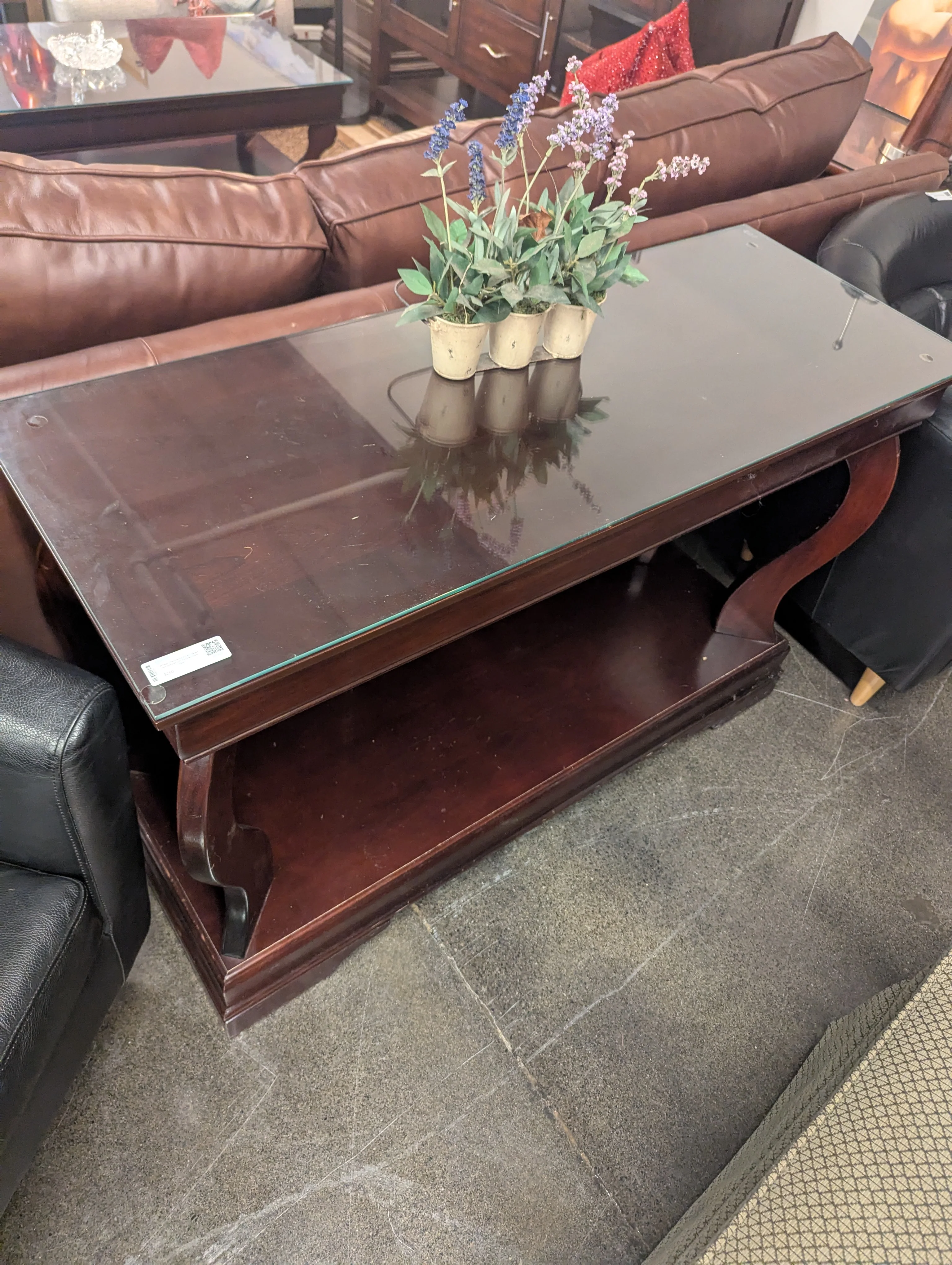 Cherrywood Accent Table with Glass Top - Image 3