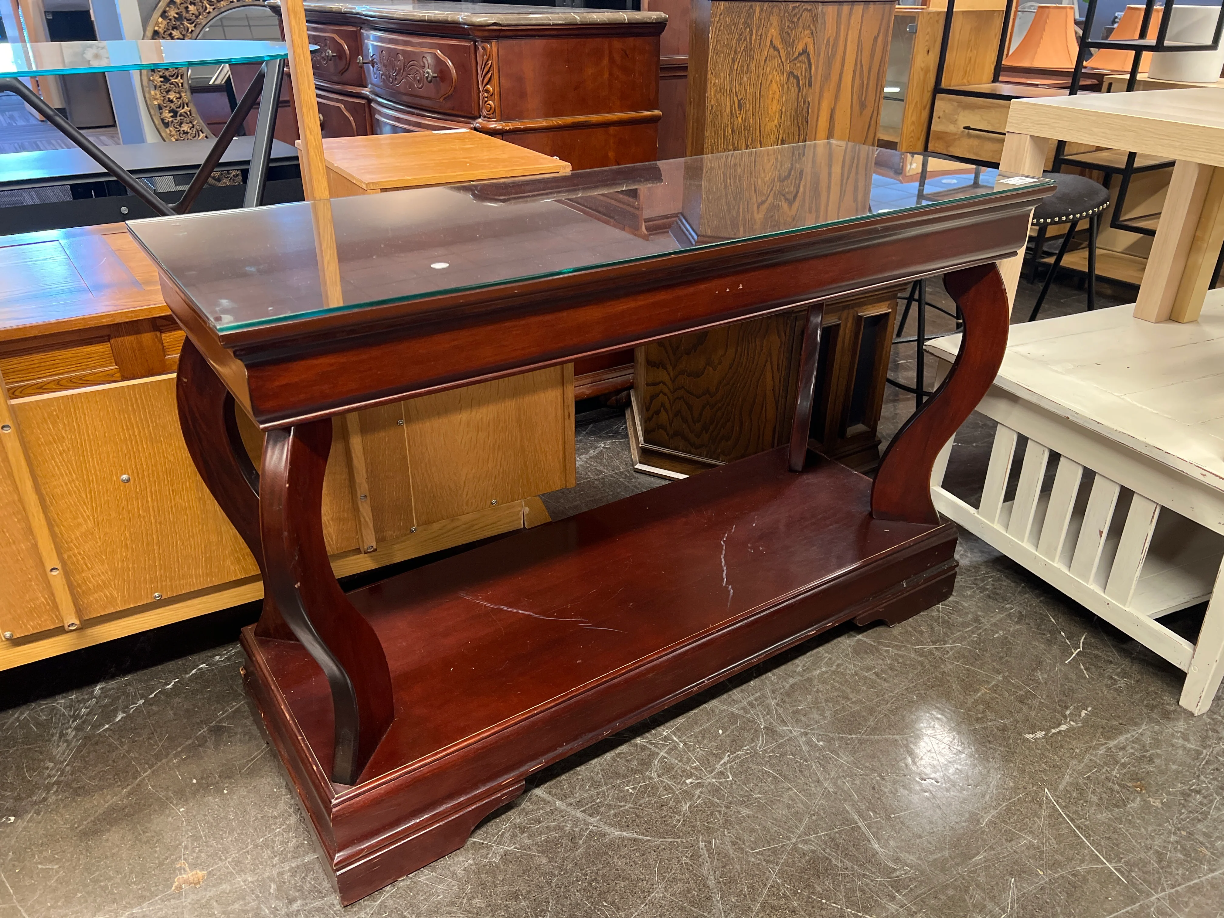 Cherrywood Accent Table with Glass Top - Image 4