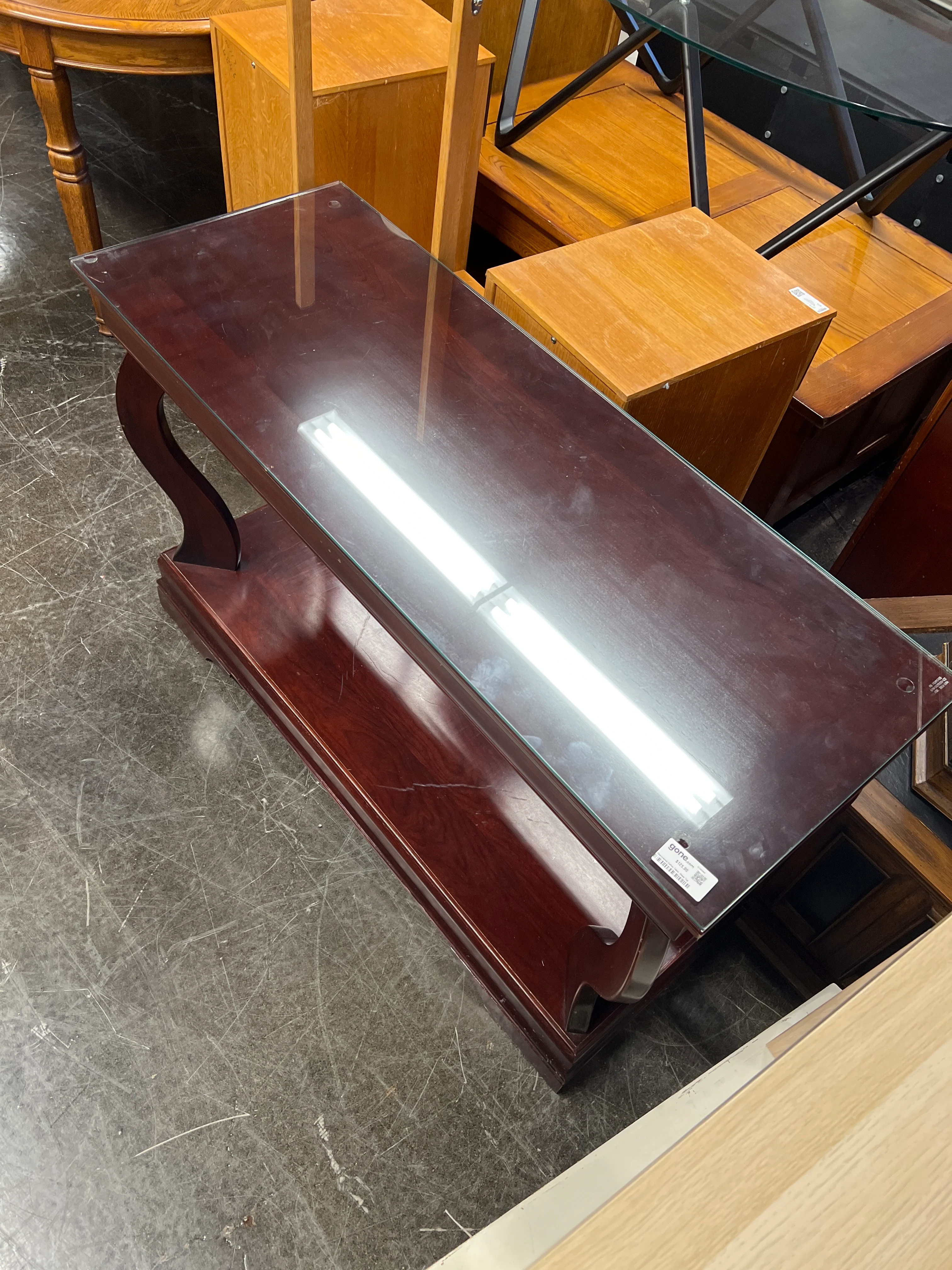 Cherrywood Accent Table with Glass Top - Image 6