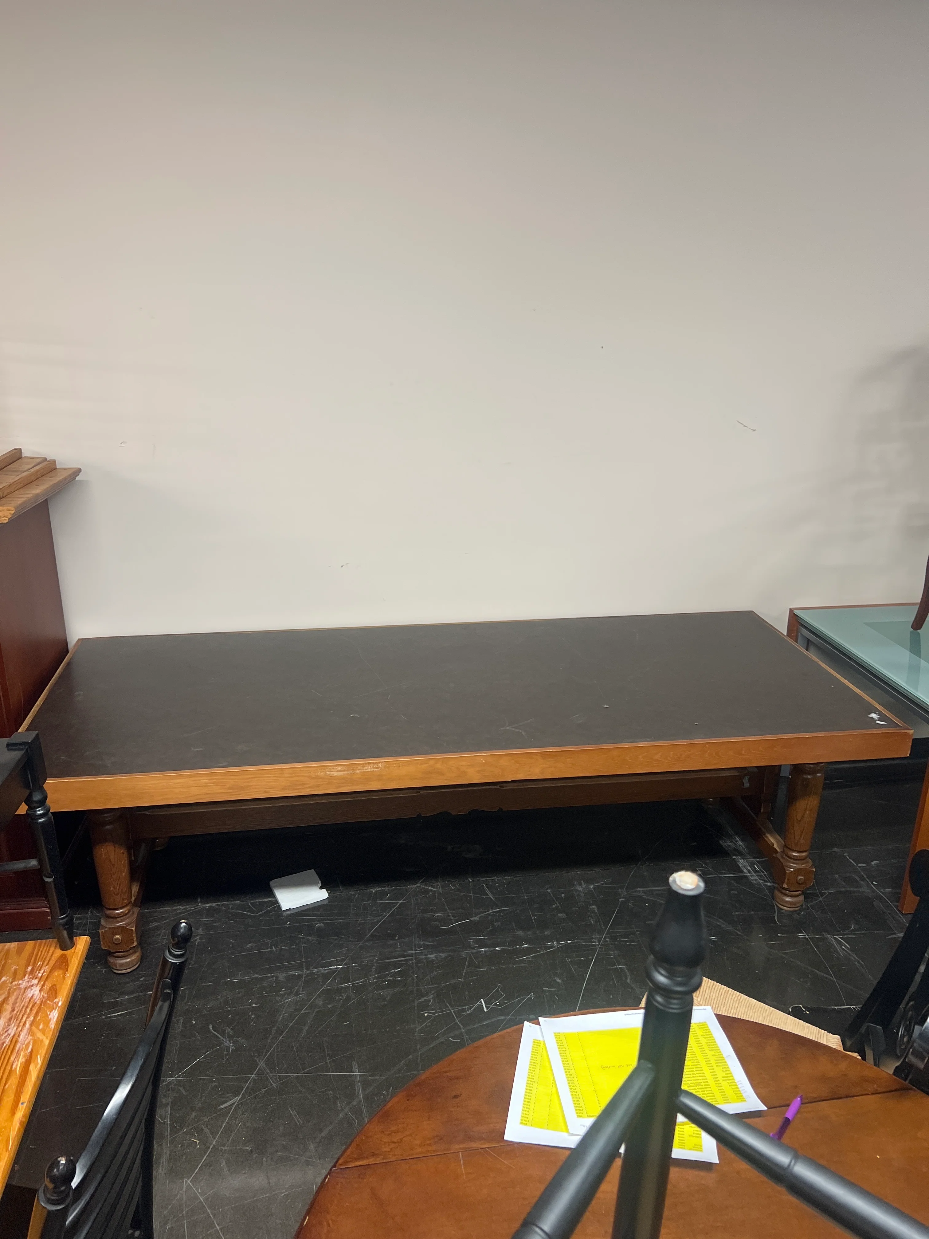 Vintage Large Library Table Wood w/ Whimsical Details - Image 3